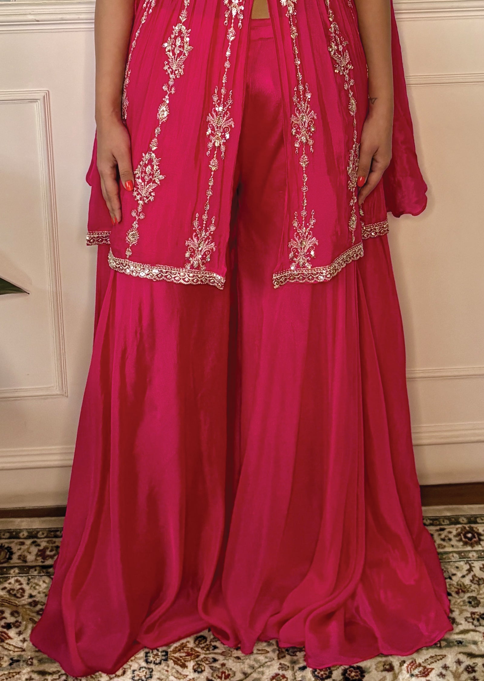 Pink Chinnon Sharara Set