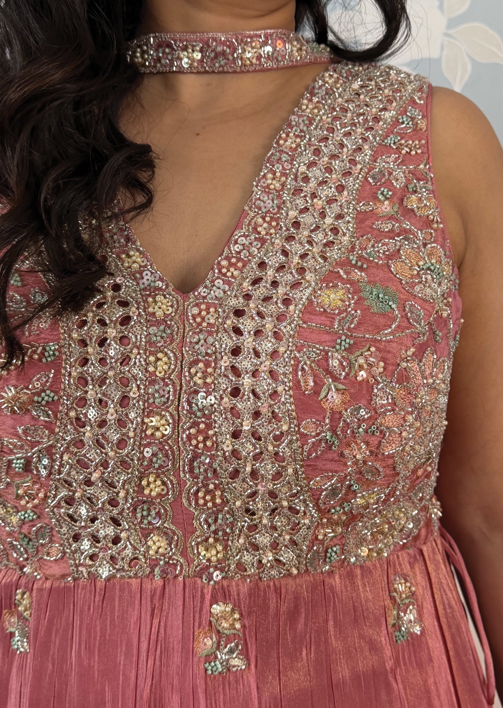 Onion Pink Tissue Sharara Set