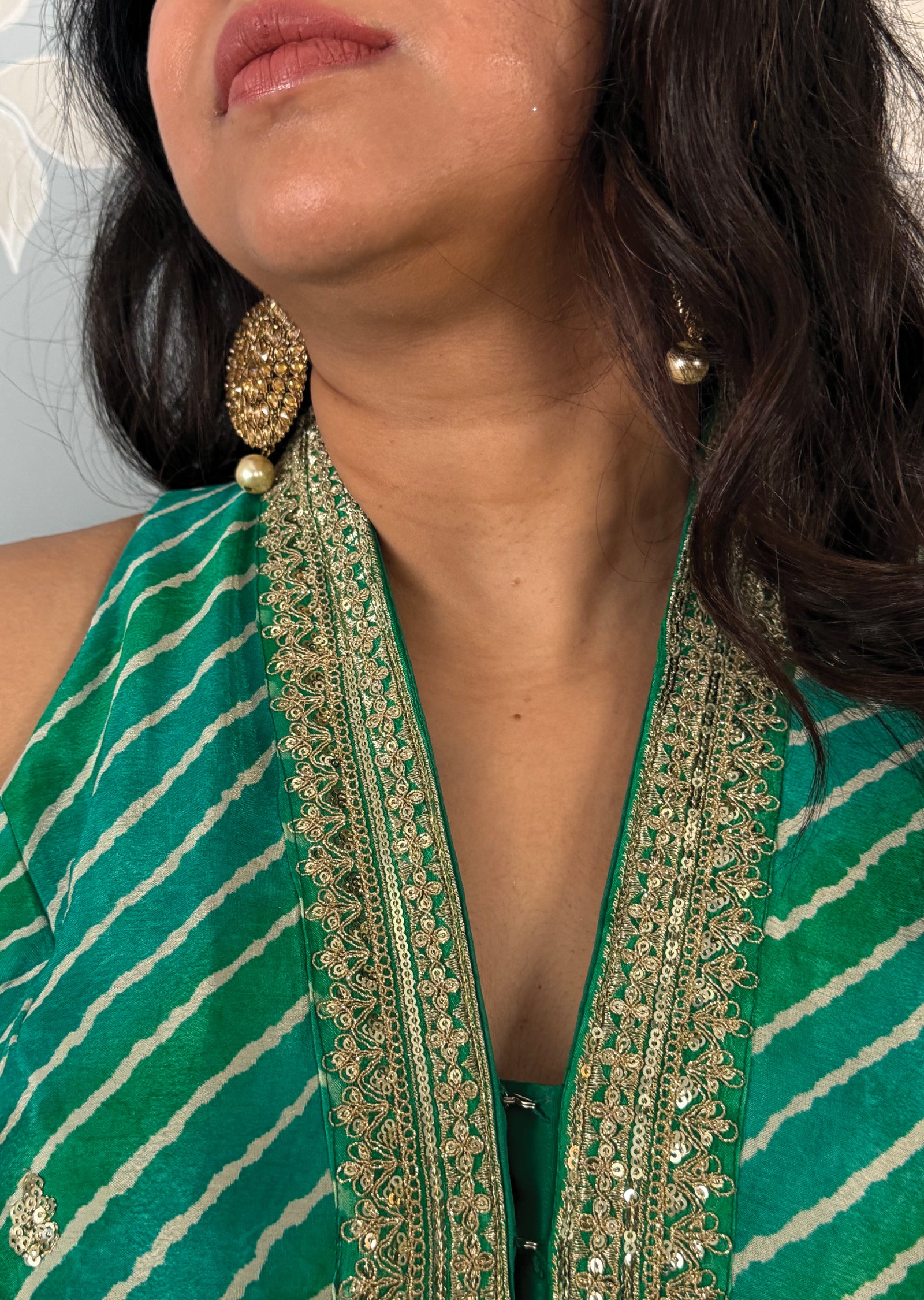 Rama Green Chinnon Sharara Set