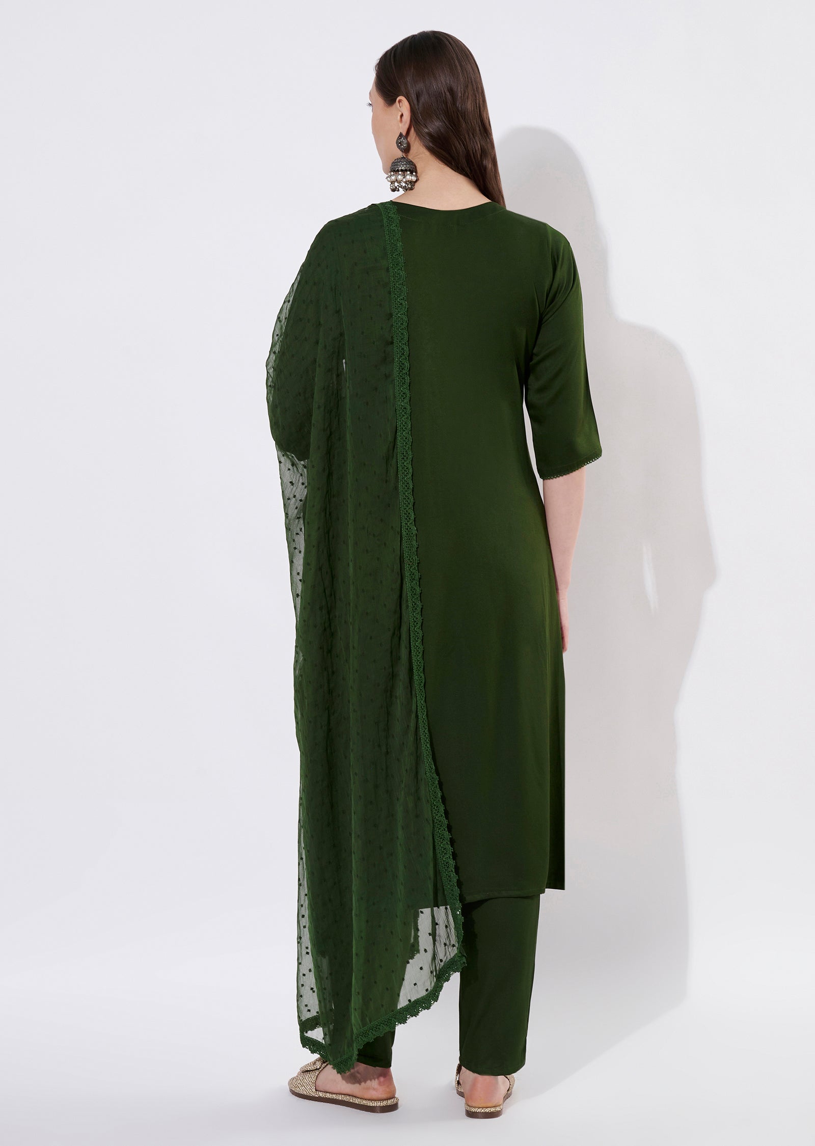 Bottle Green Silk Straight cut suit