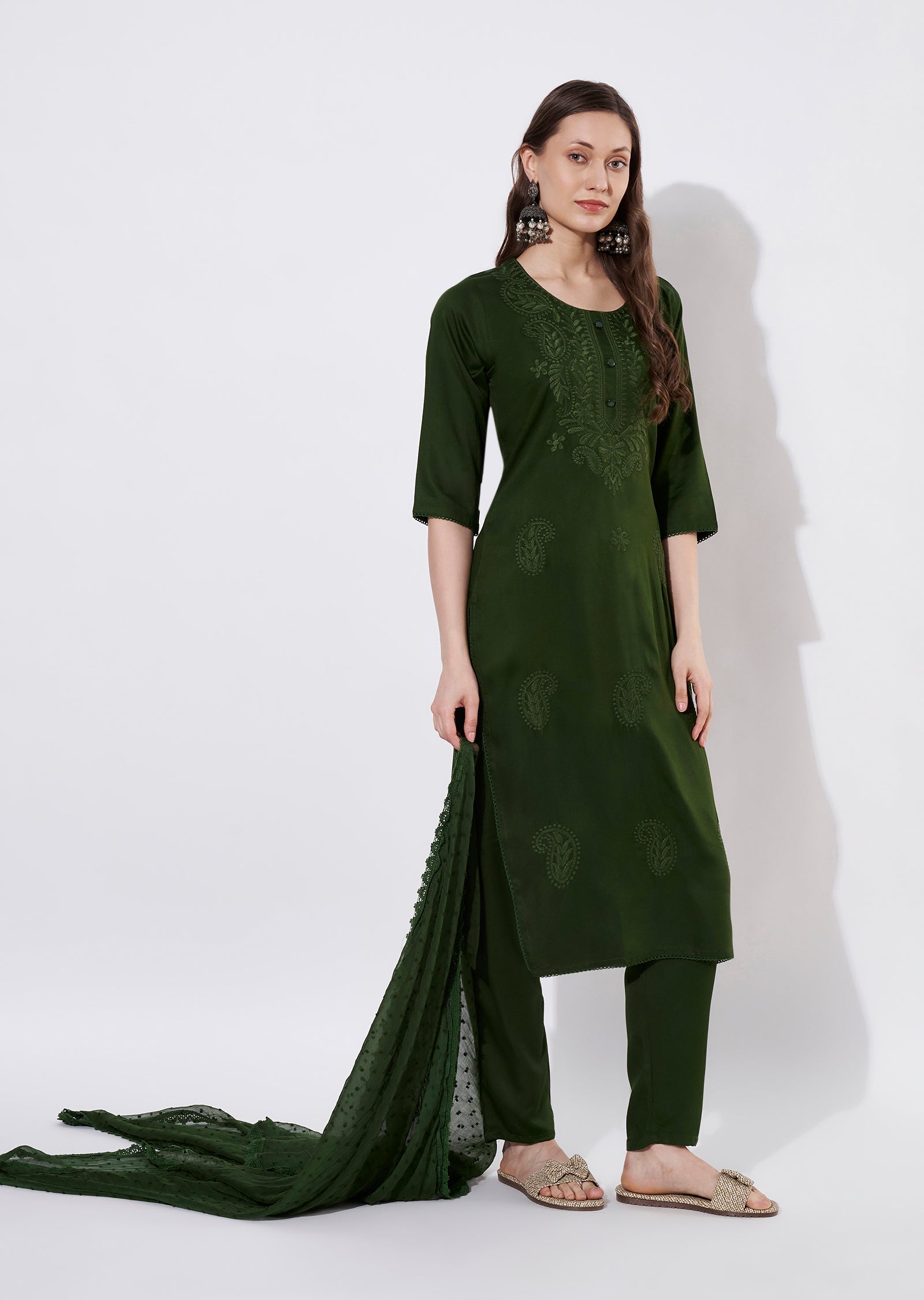 Bottle Green Silk Straight cut suit