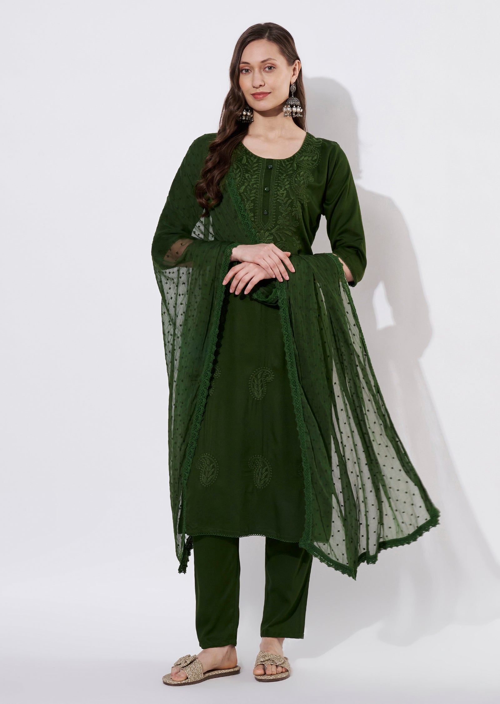 Bottle Green Silk Straight cut suit