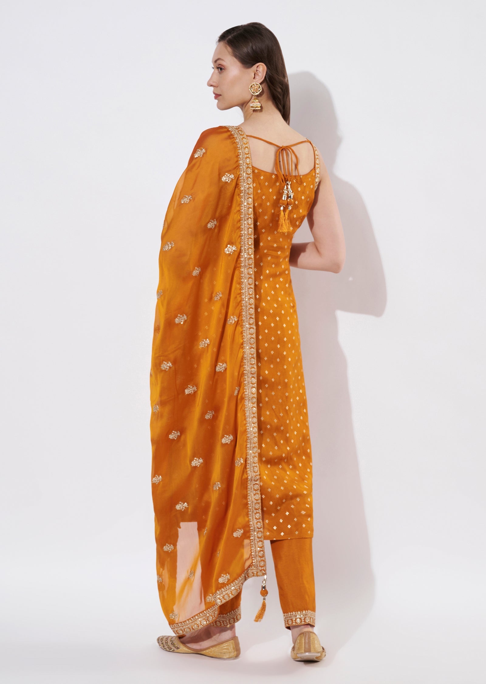 Rust Silk Straight cut Suit