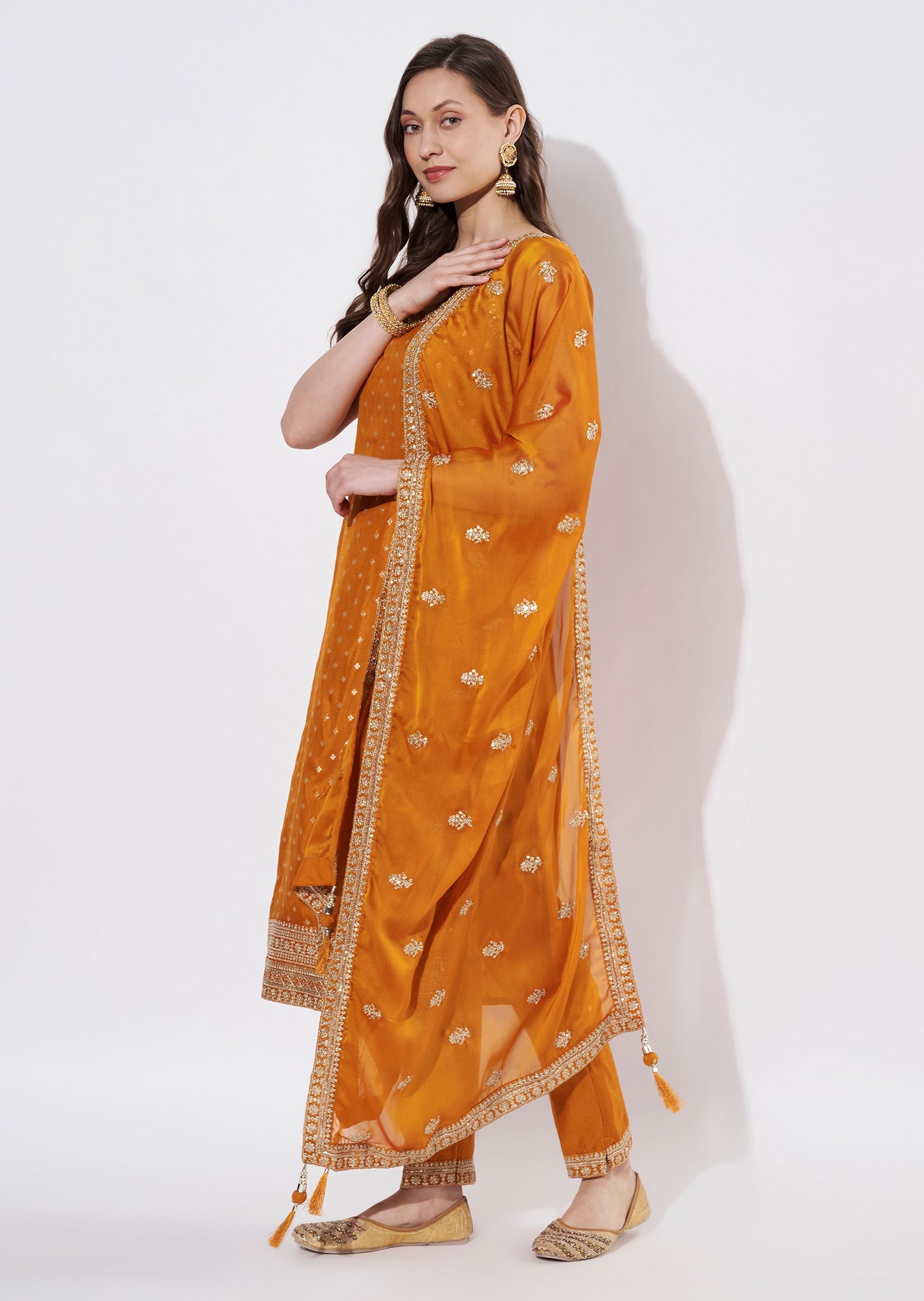 Rust Silk Straight cut Suit