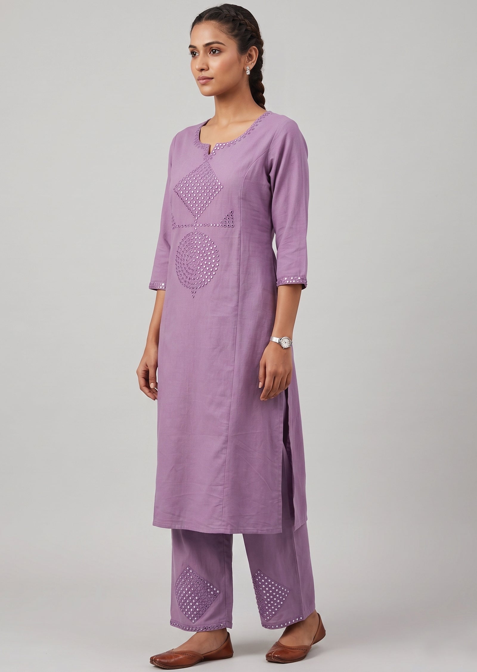 Dusty Purple Cotton Kurti Set