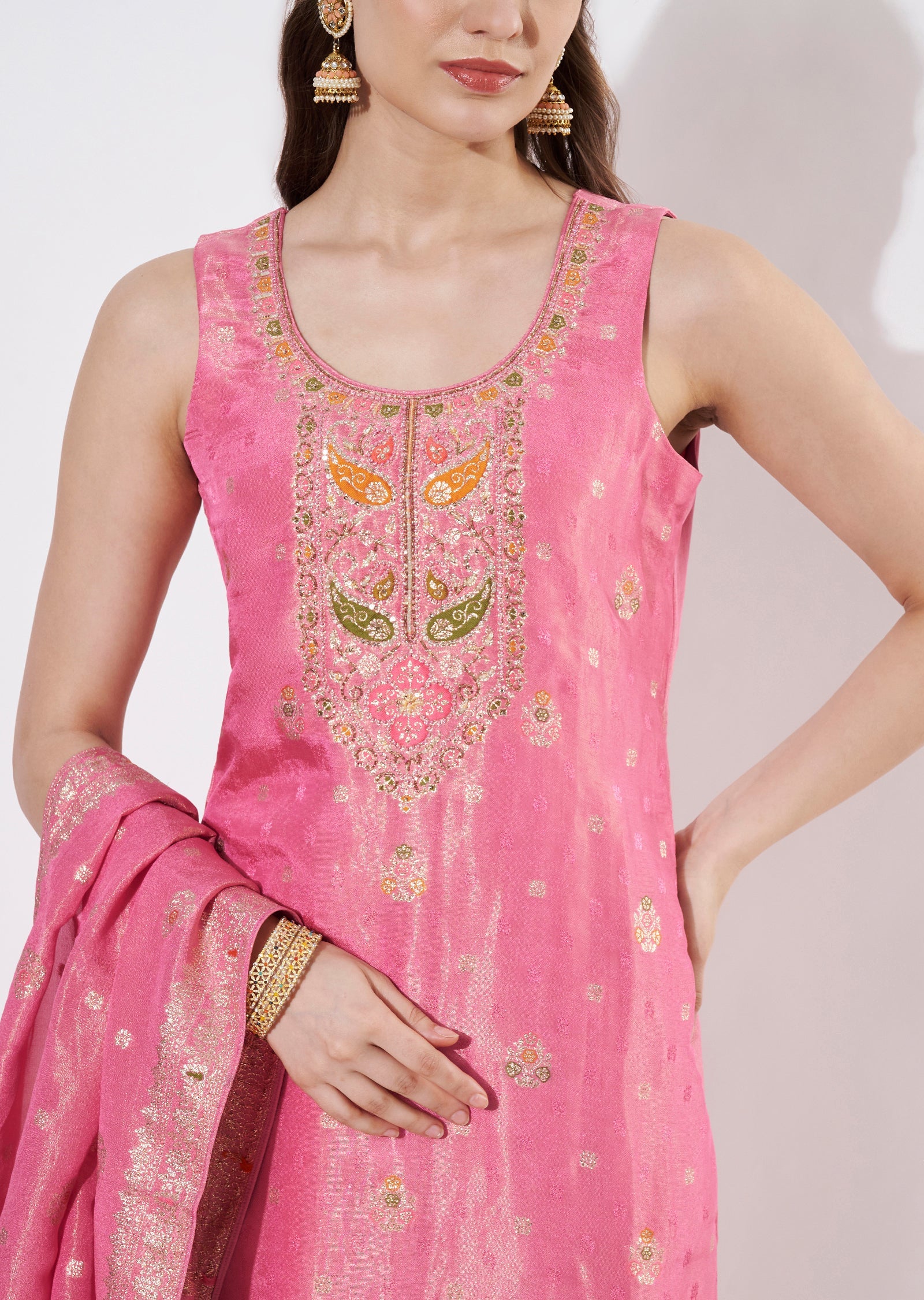 Pink Tissue Straight cut suit