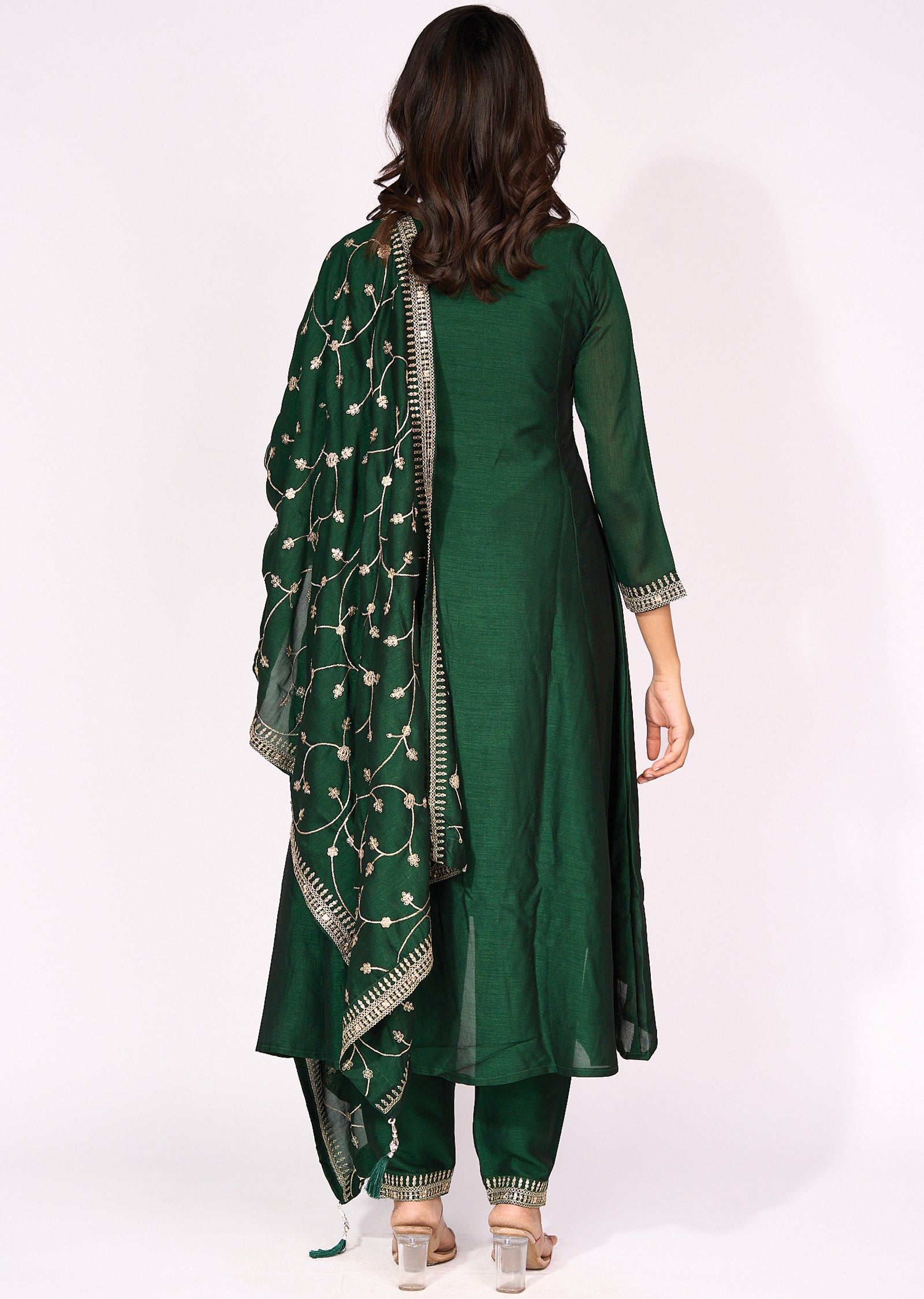 Green Silk Anarkali