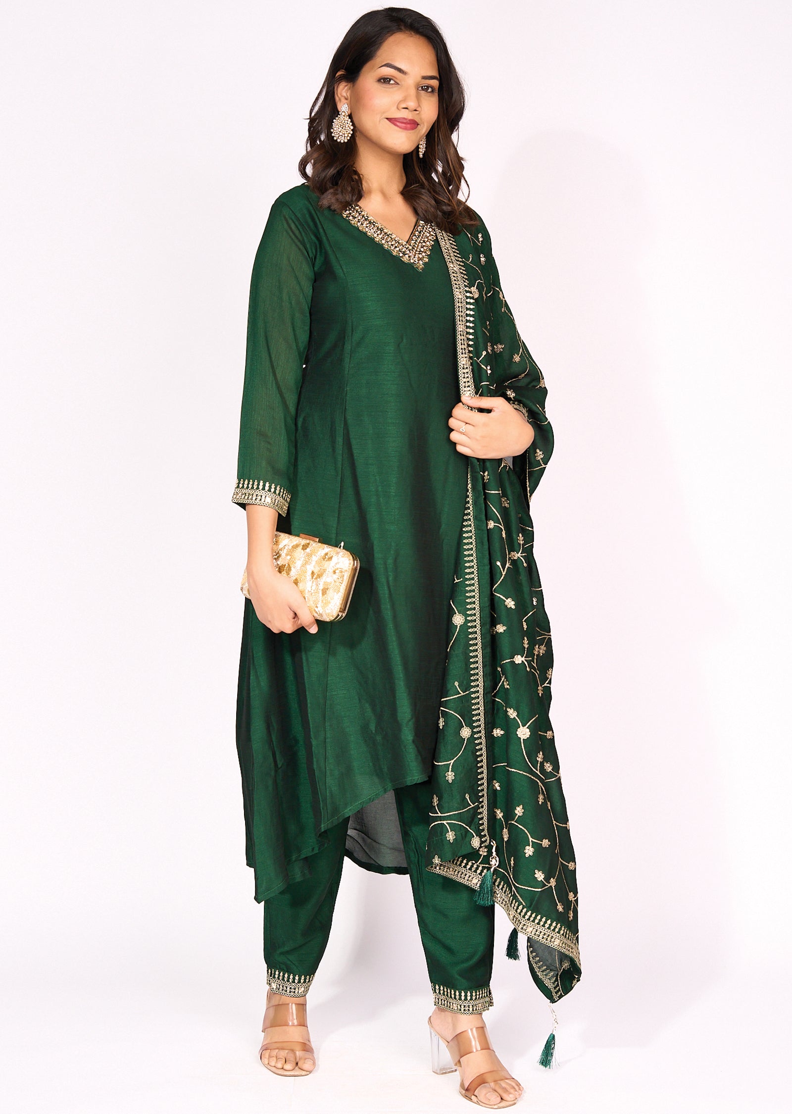 Green Silk Anarkali