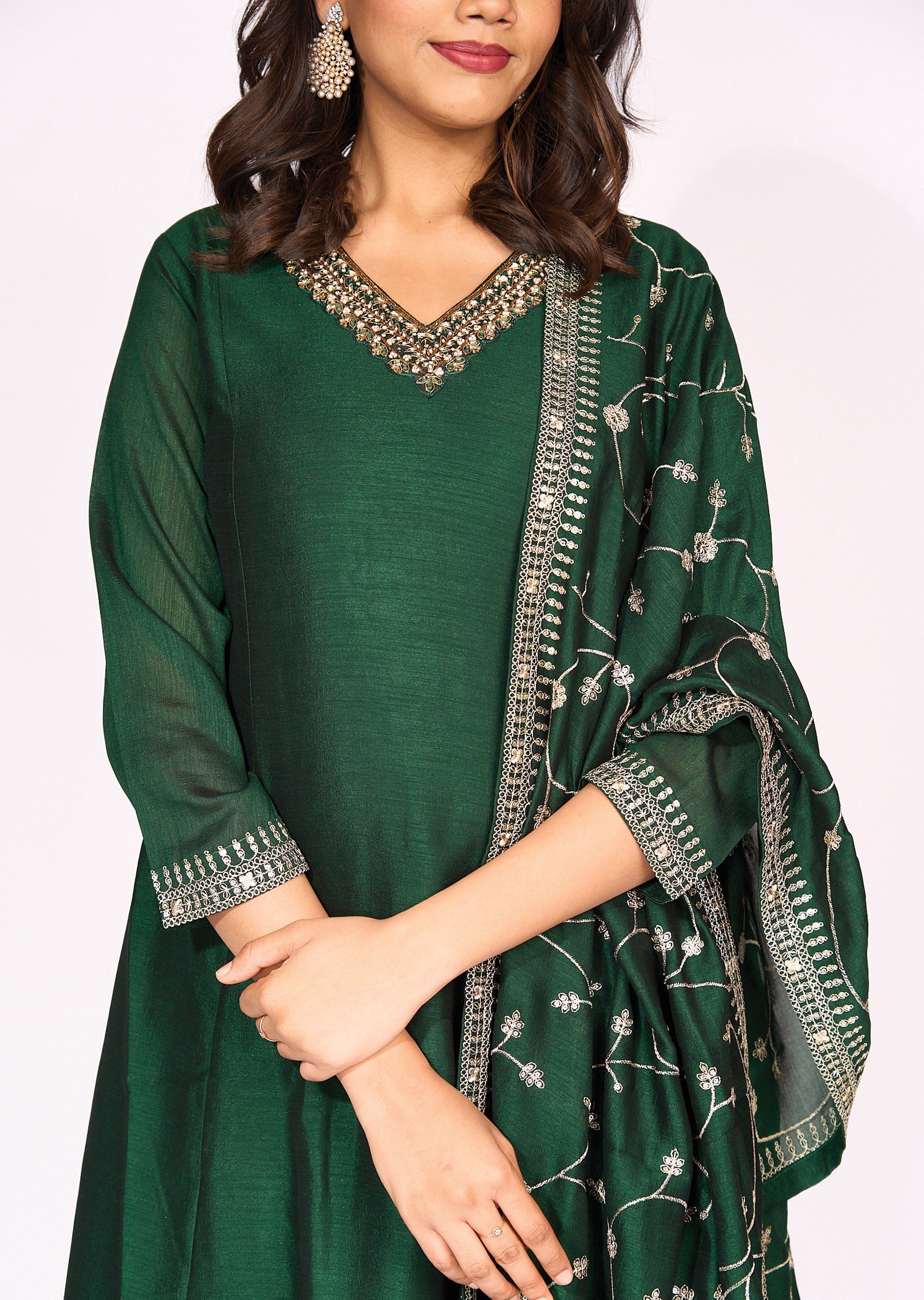 Green Silk Anarkali