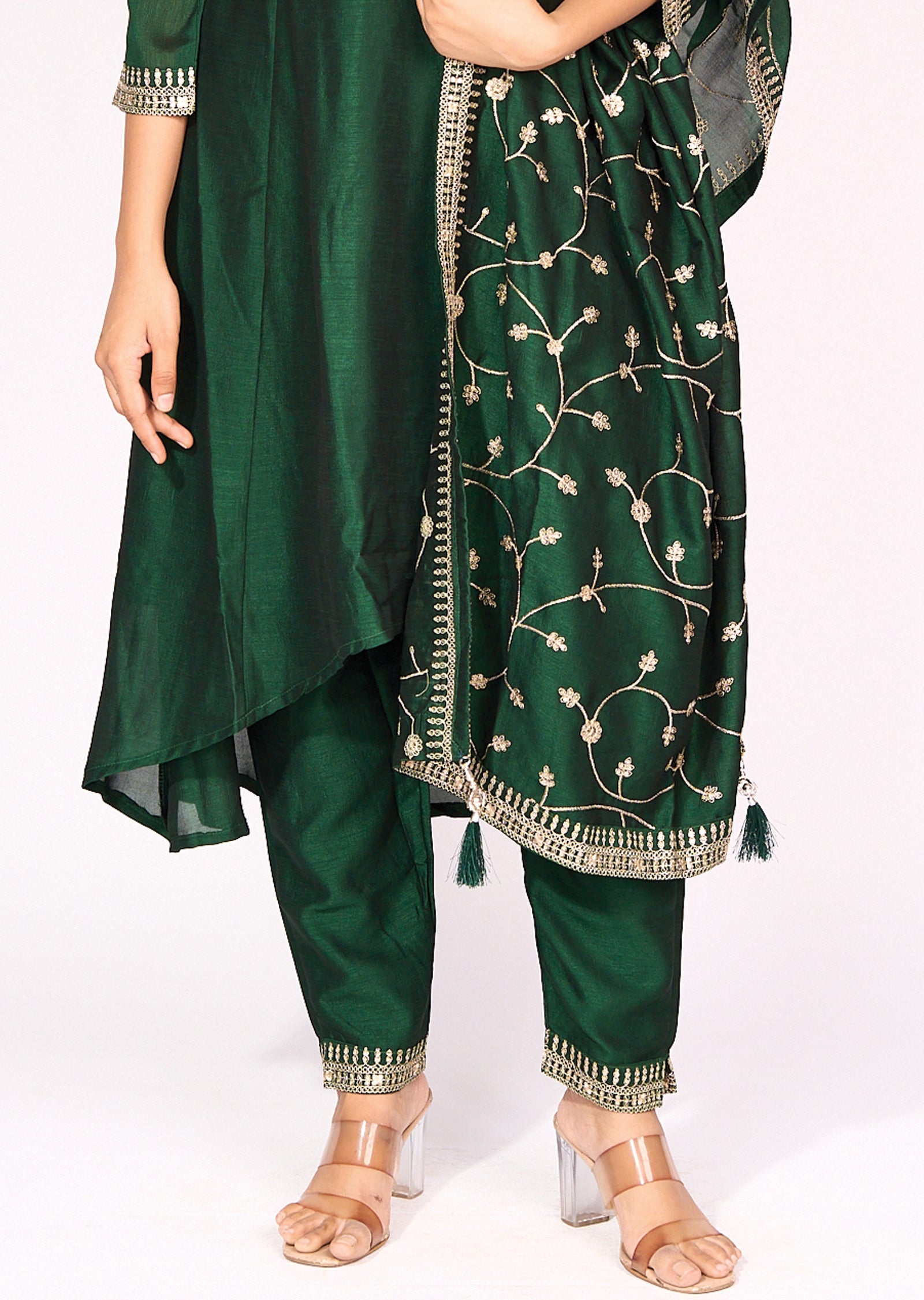 Green Silk Anarkali