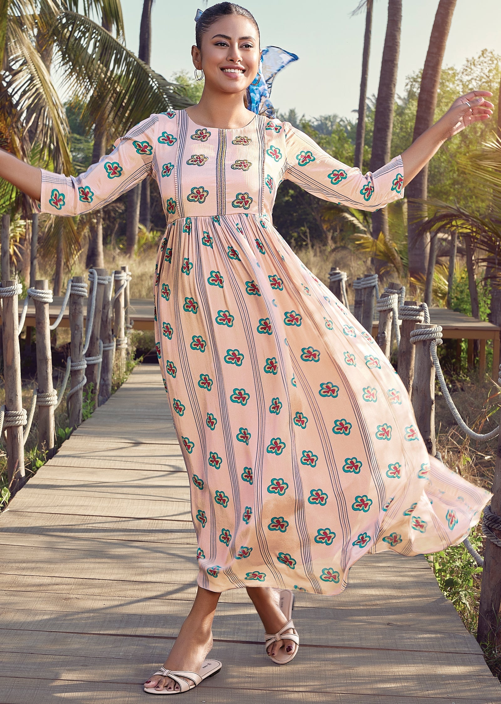 Pink Chinnon Long Kurti