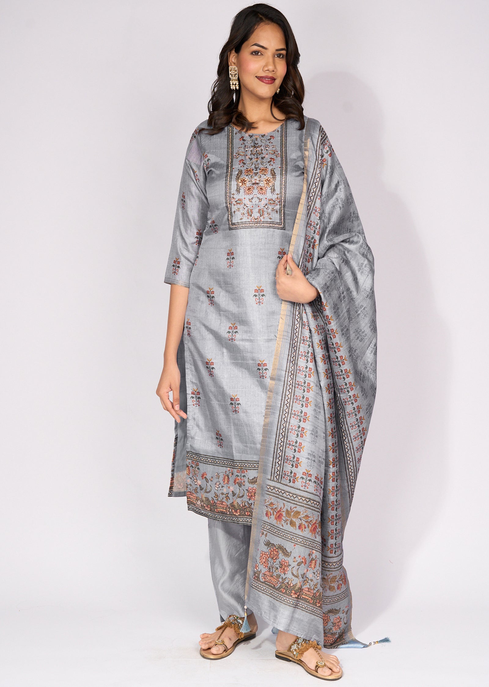 Blue Tussar Straight cut Suit