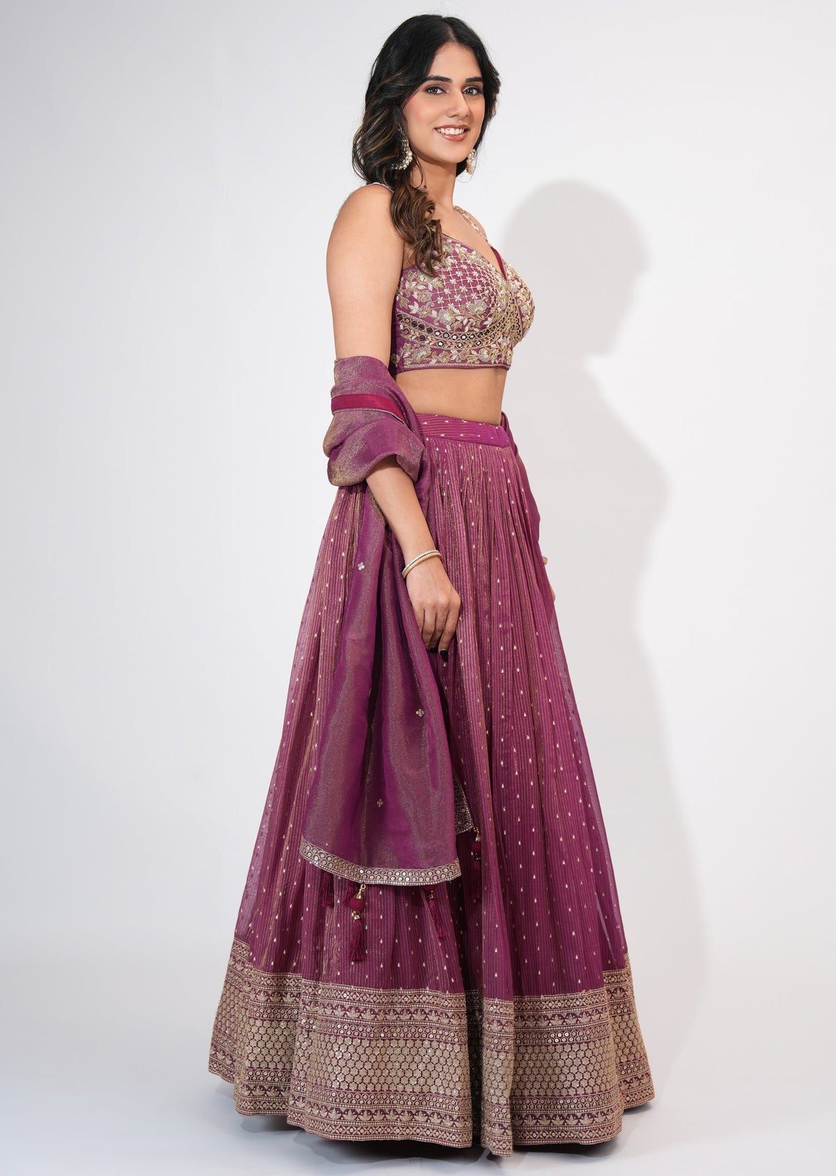 Wine Tissue Crop top Set