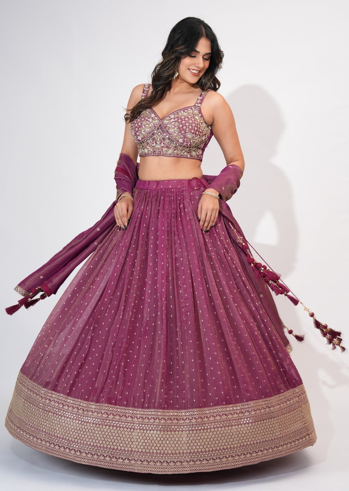 Wine Tissue Crop top Set