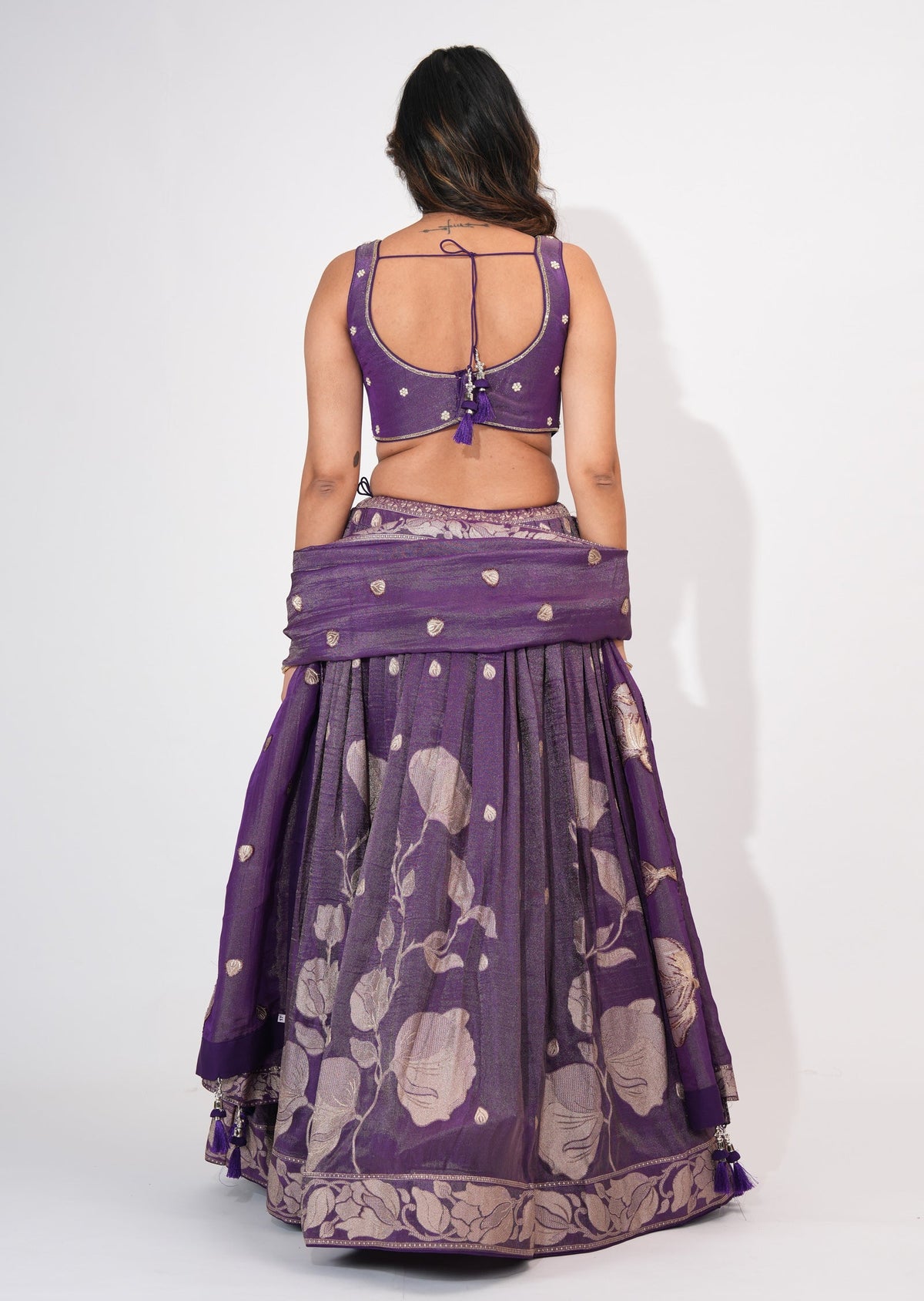 Purple Tissue Crop top Set