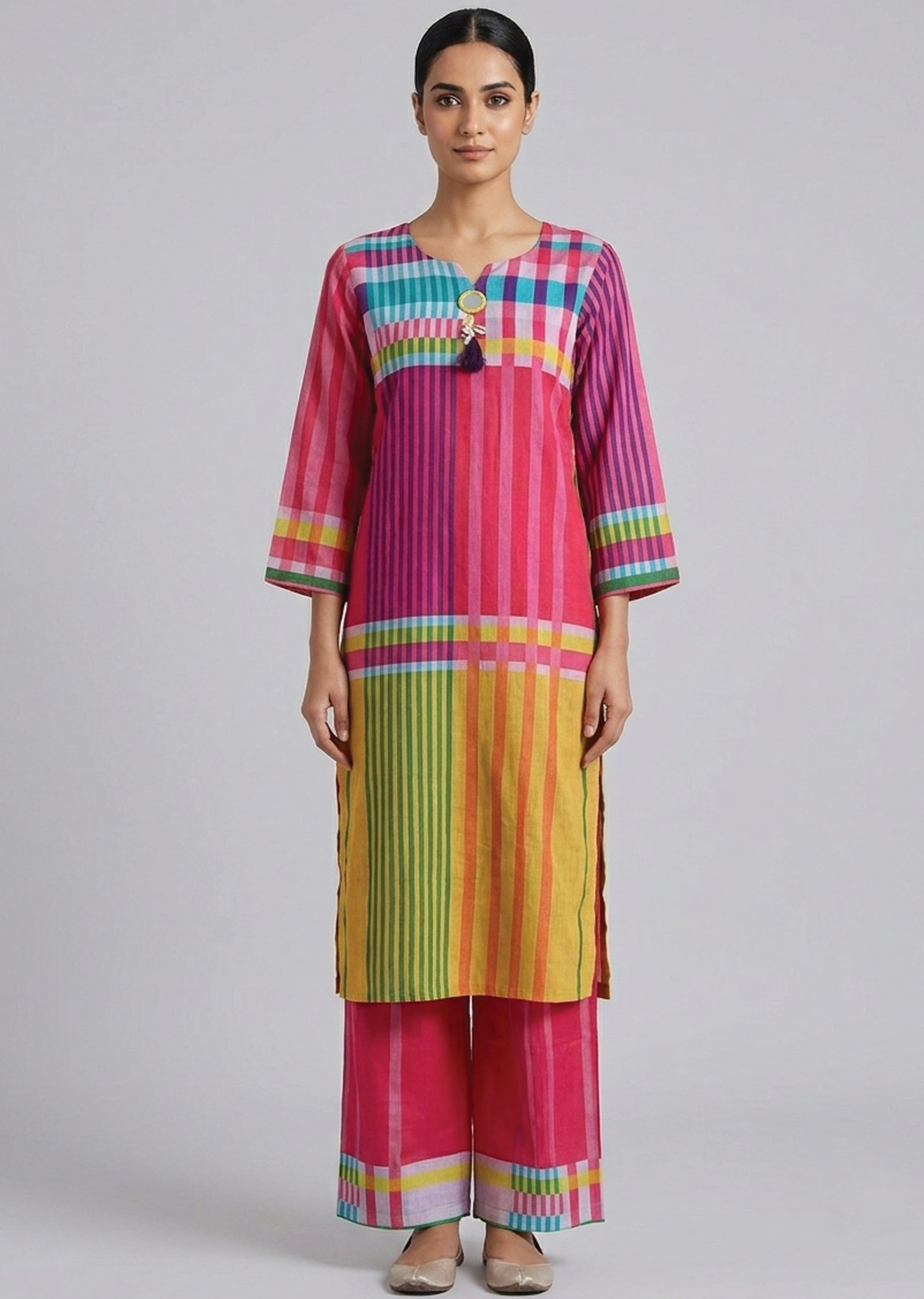Multi Cotton Straight cut Kurti set