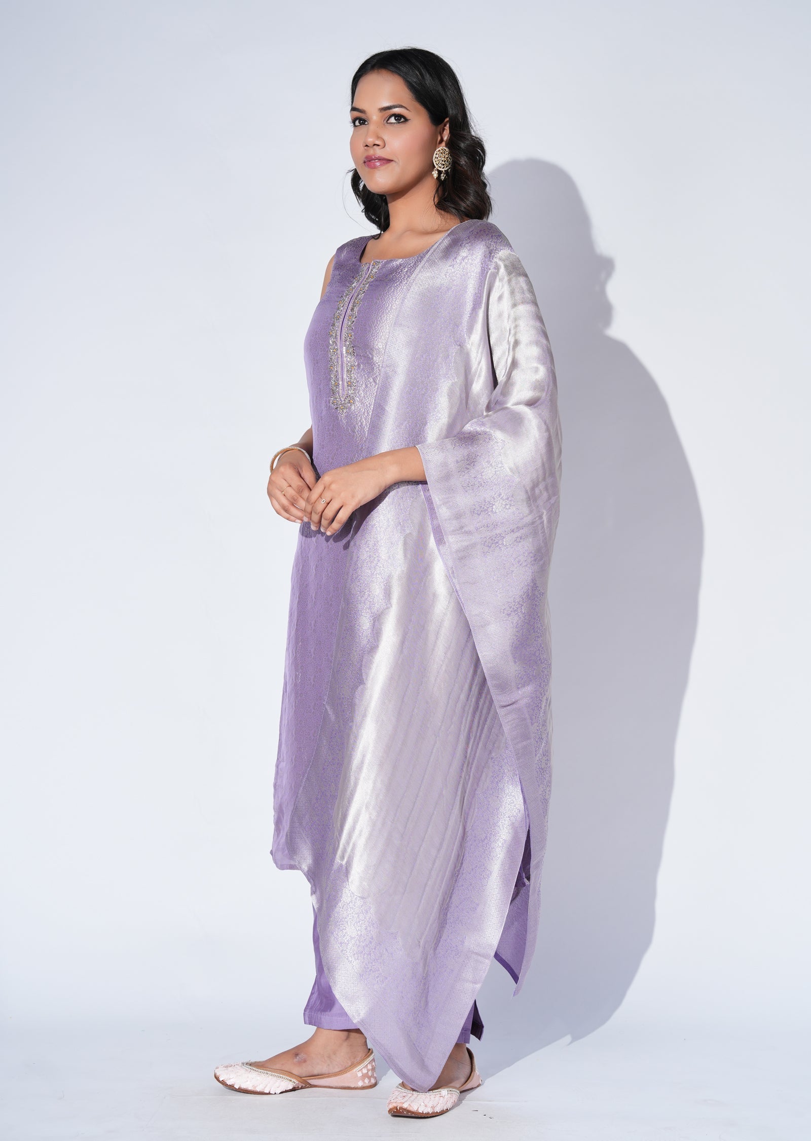 Purple Silk Straight cut Suit
