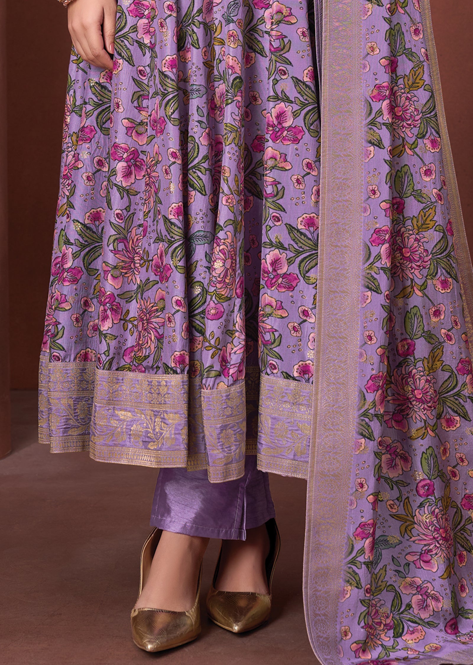 Lavender Silk Anarkali Suit