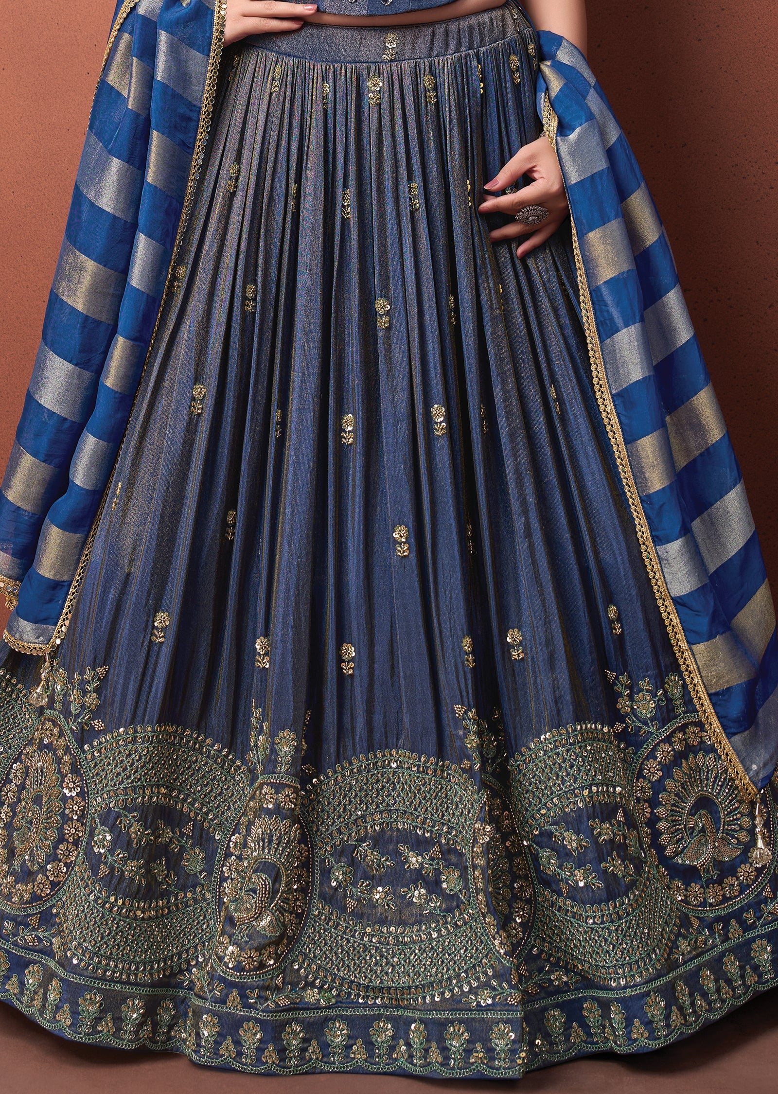 Blue Tissue Corset lehenga