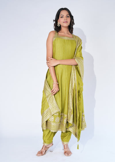 Green Silk Anarkali Suit