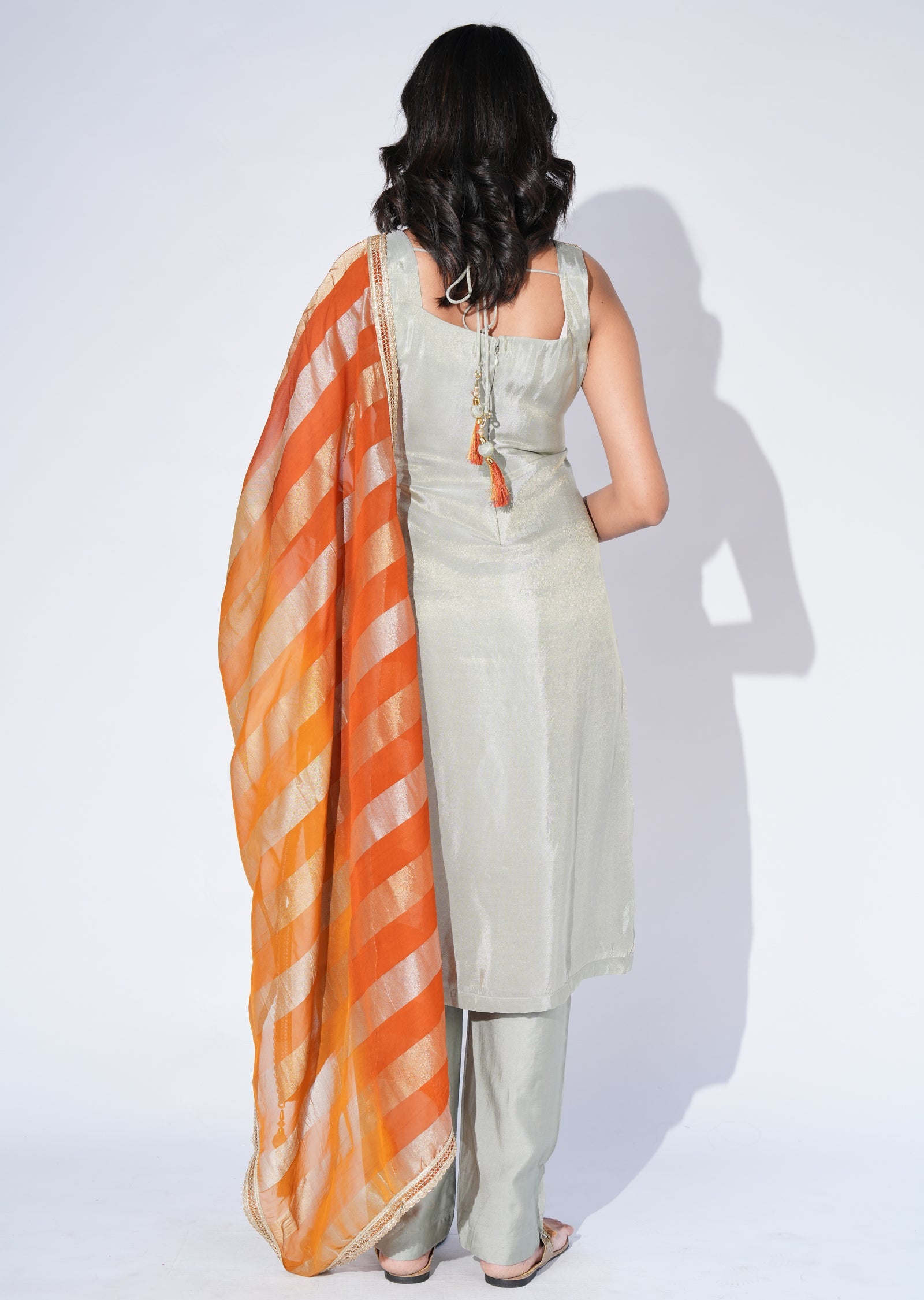 Green Silk Straight cut Suit