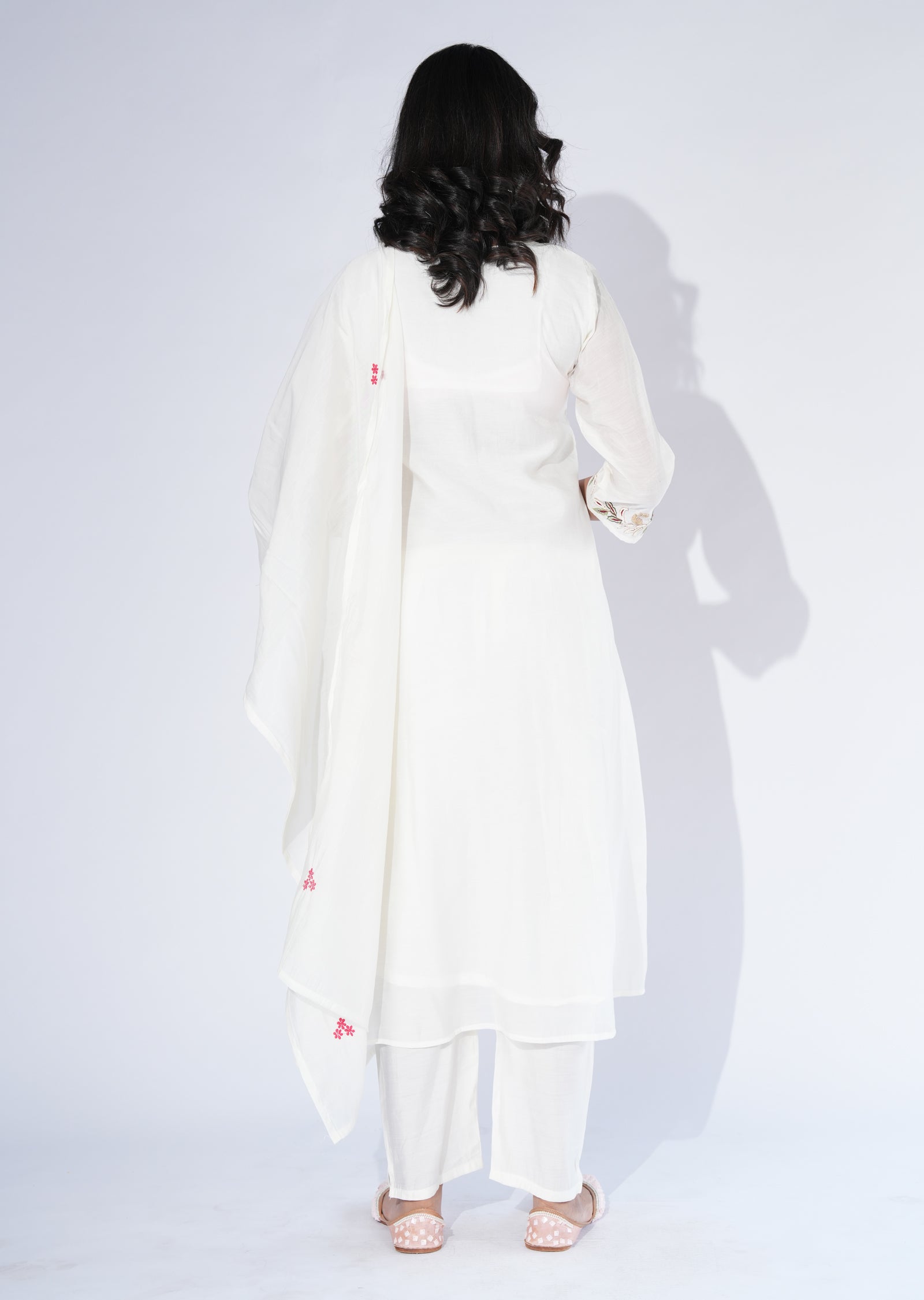 White Crepe Anarkali Suit