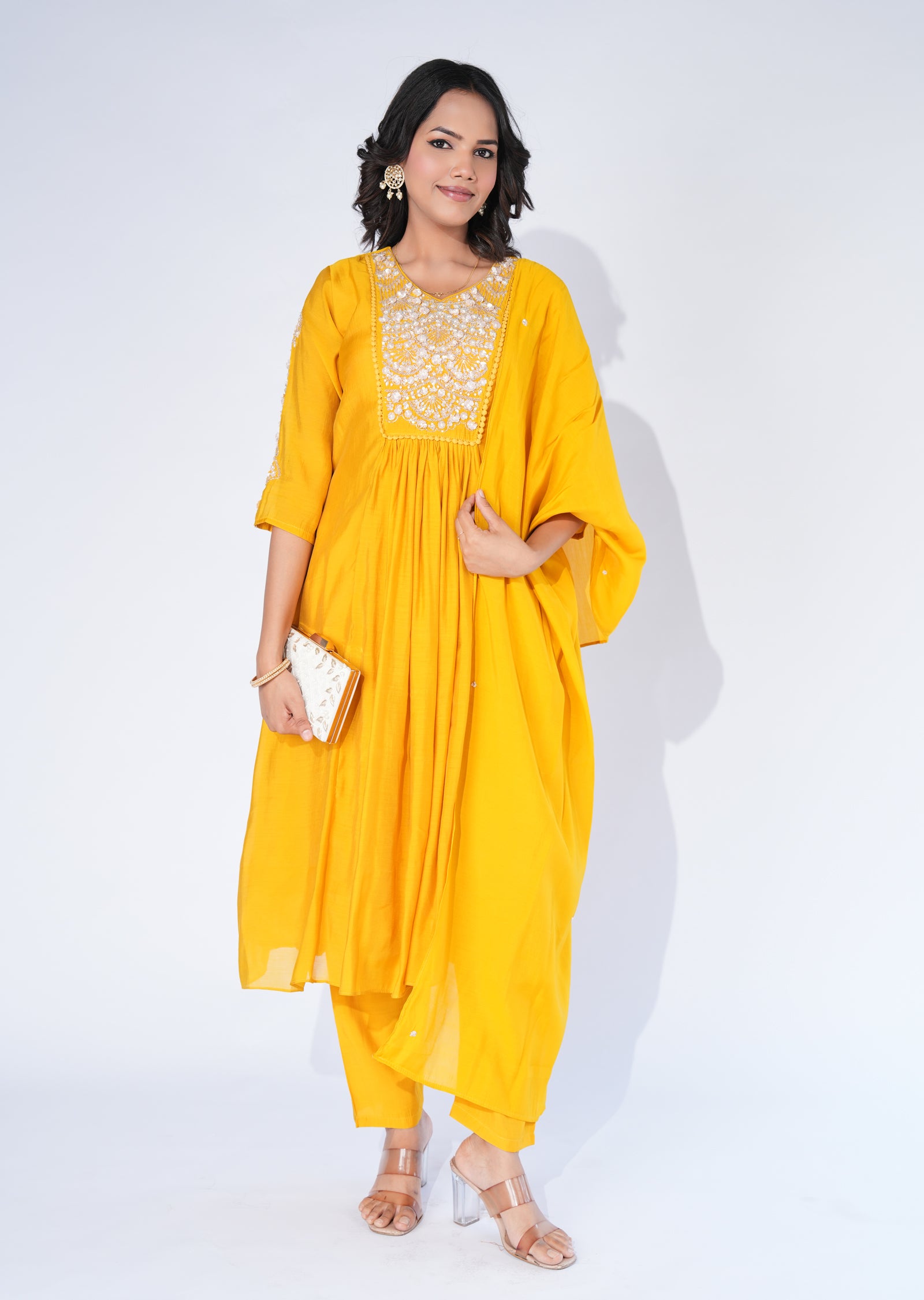 Mustard Silk Anarkali Suit