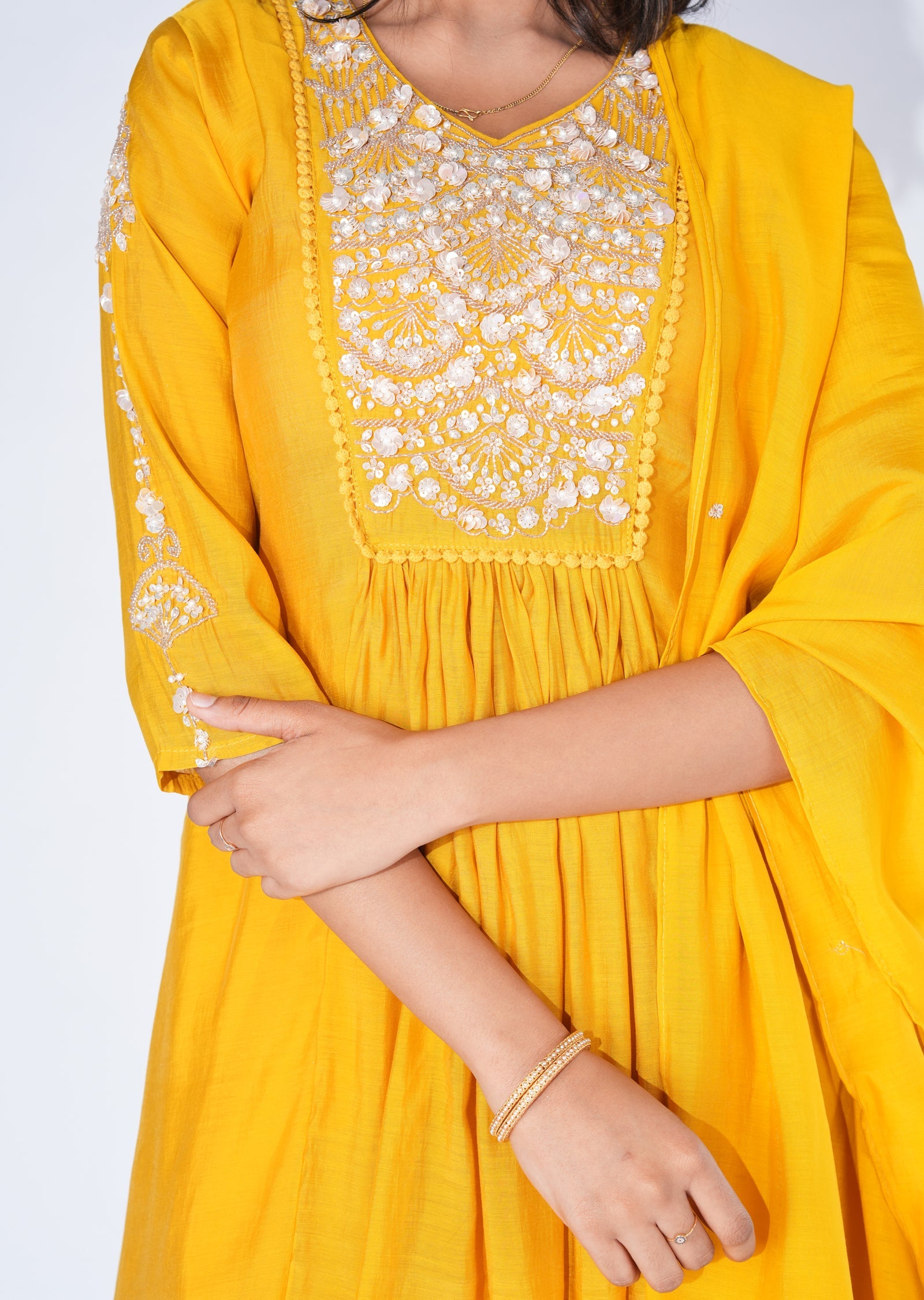 Mustard Silk Anarkali Suit