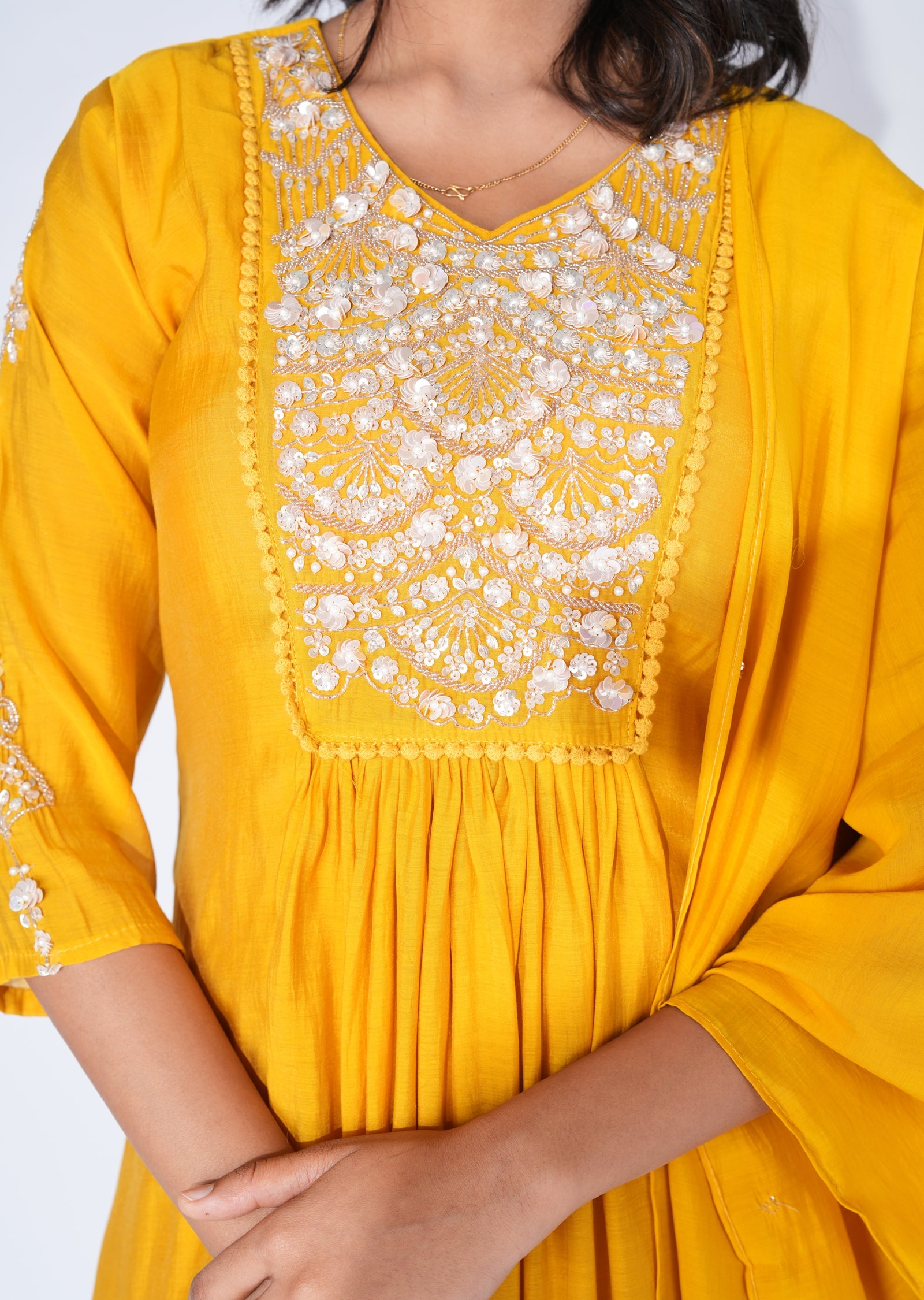 Mustard Silk Anarkali Suit