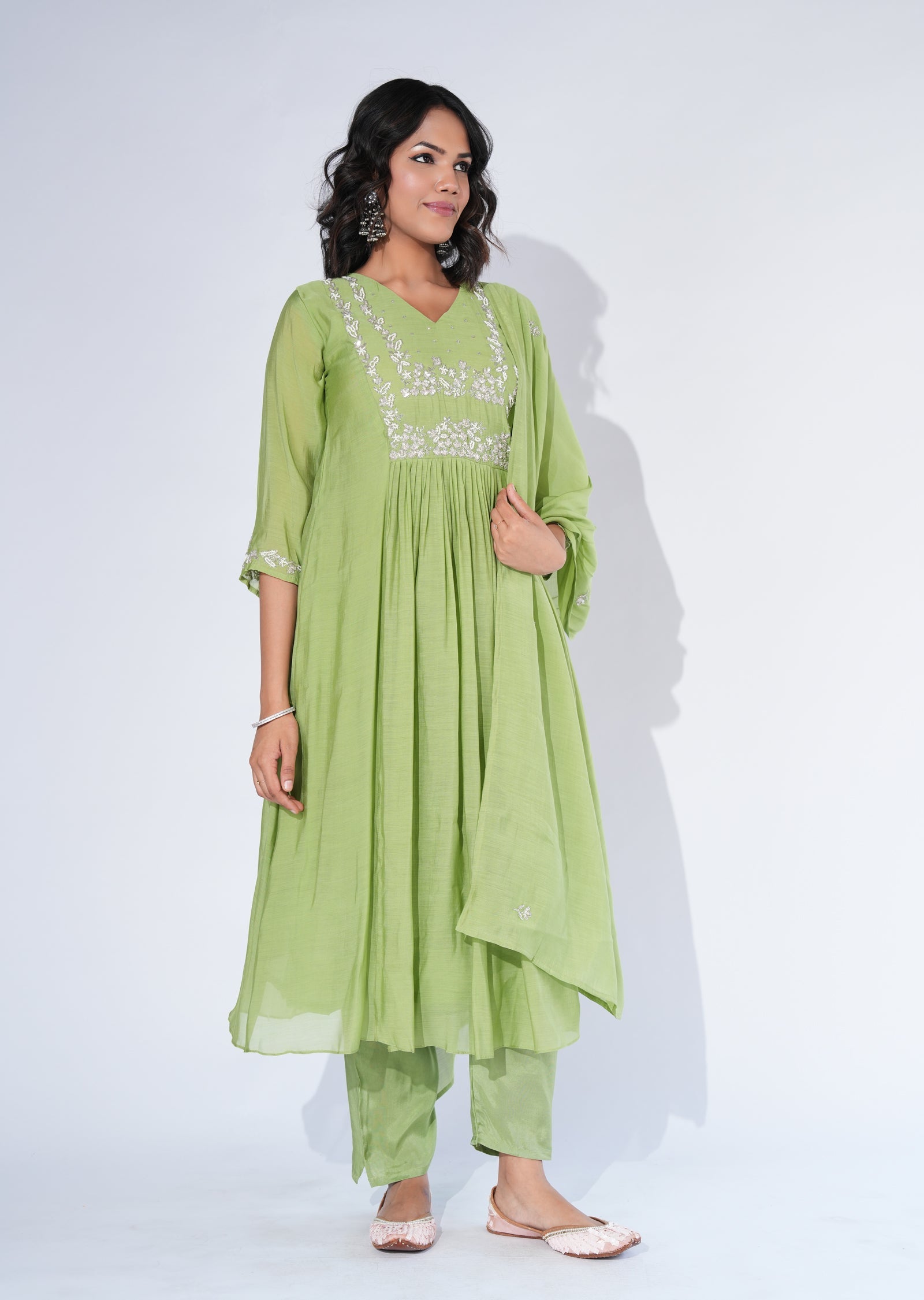 Green Silk Anarkali Suit