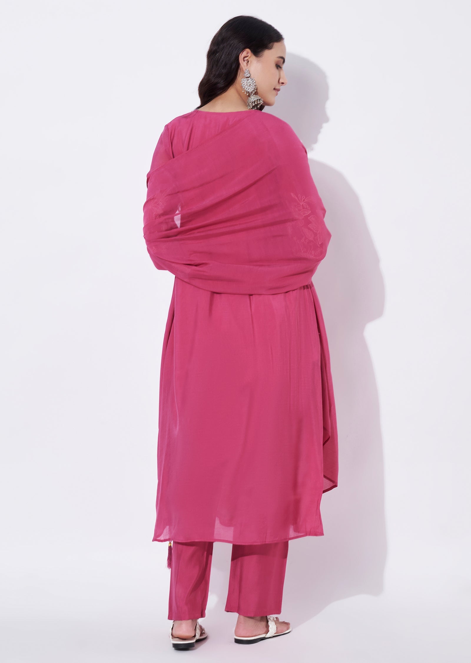 Pink Mul Chanderi Anarkali Suit