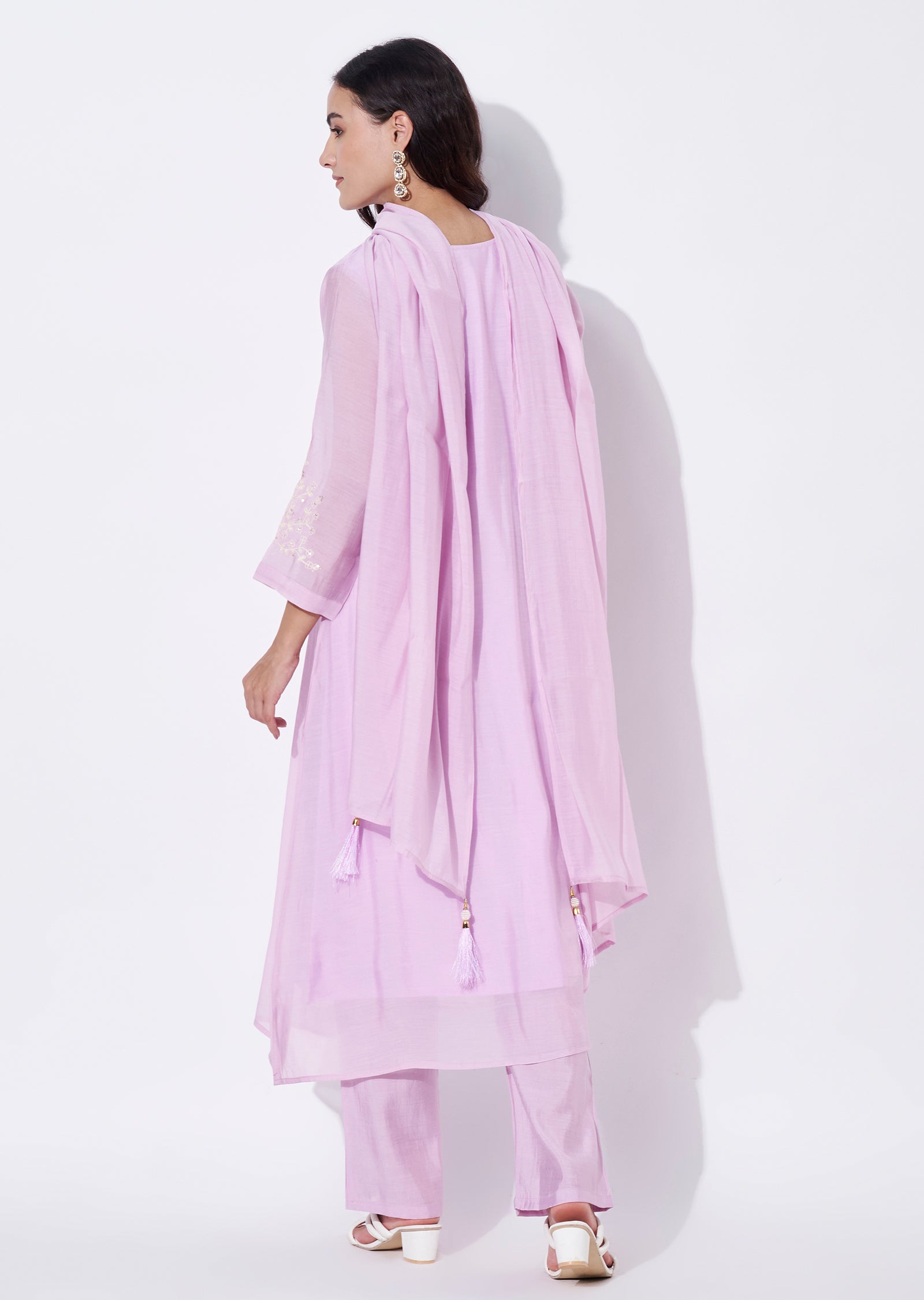 Lavender Mul Chanderi Anarkali Suit