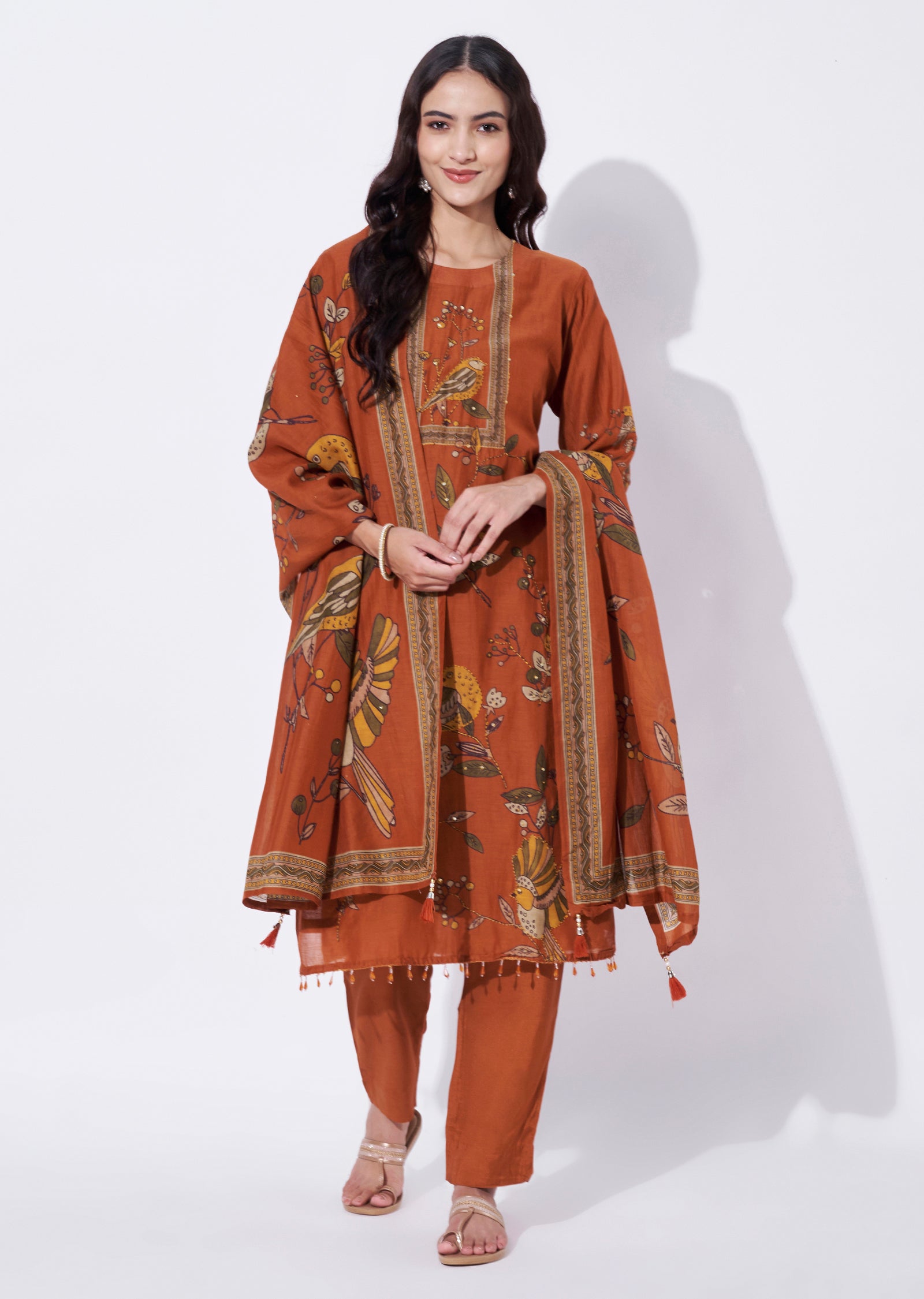 Rust Cotton Straight cut suit