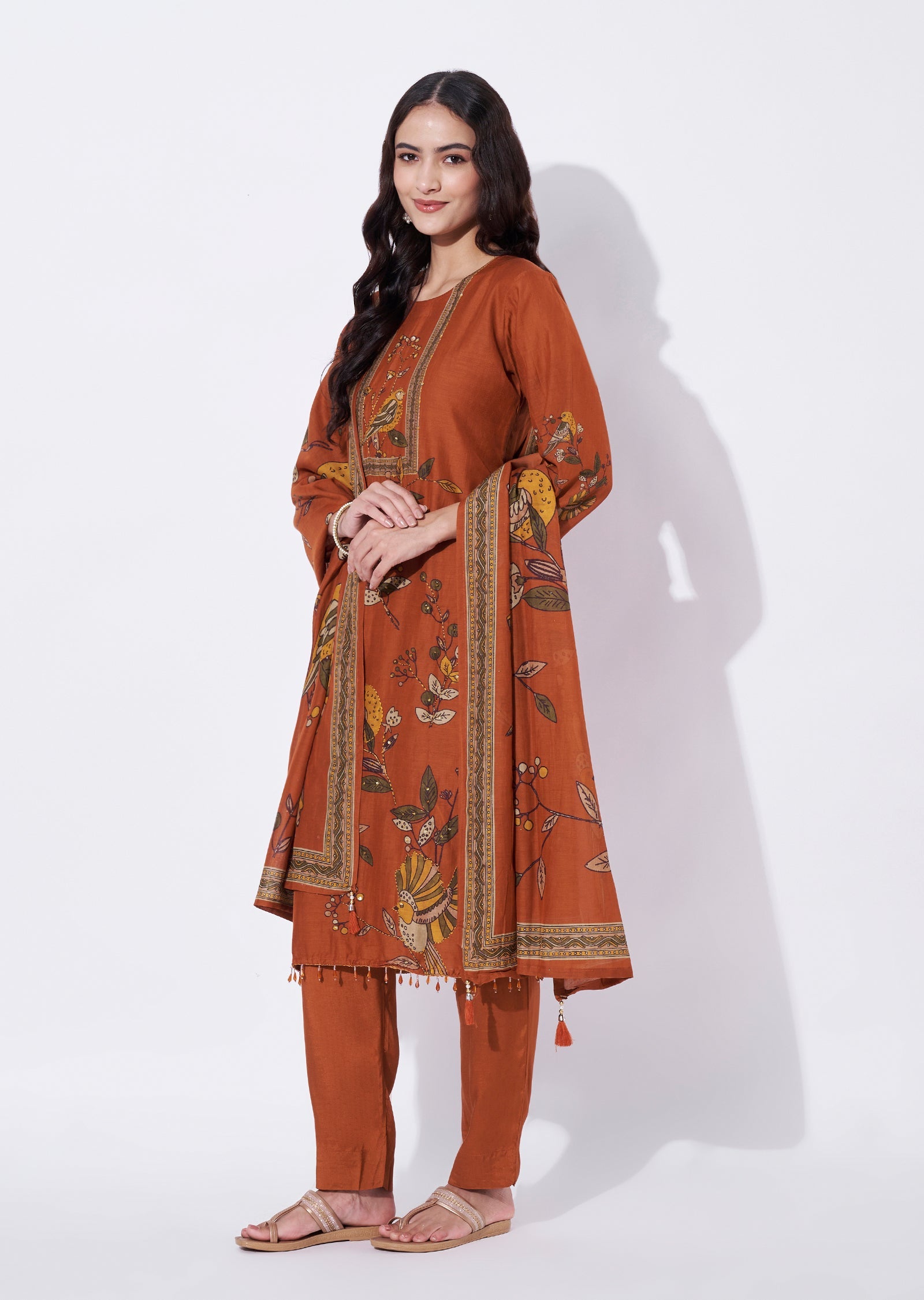 Rust Cotton Straight cut suit