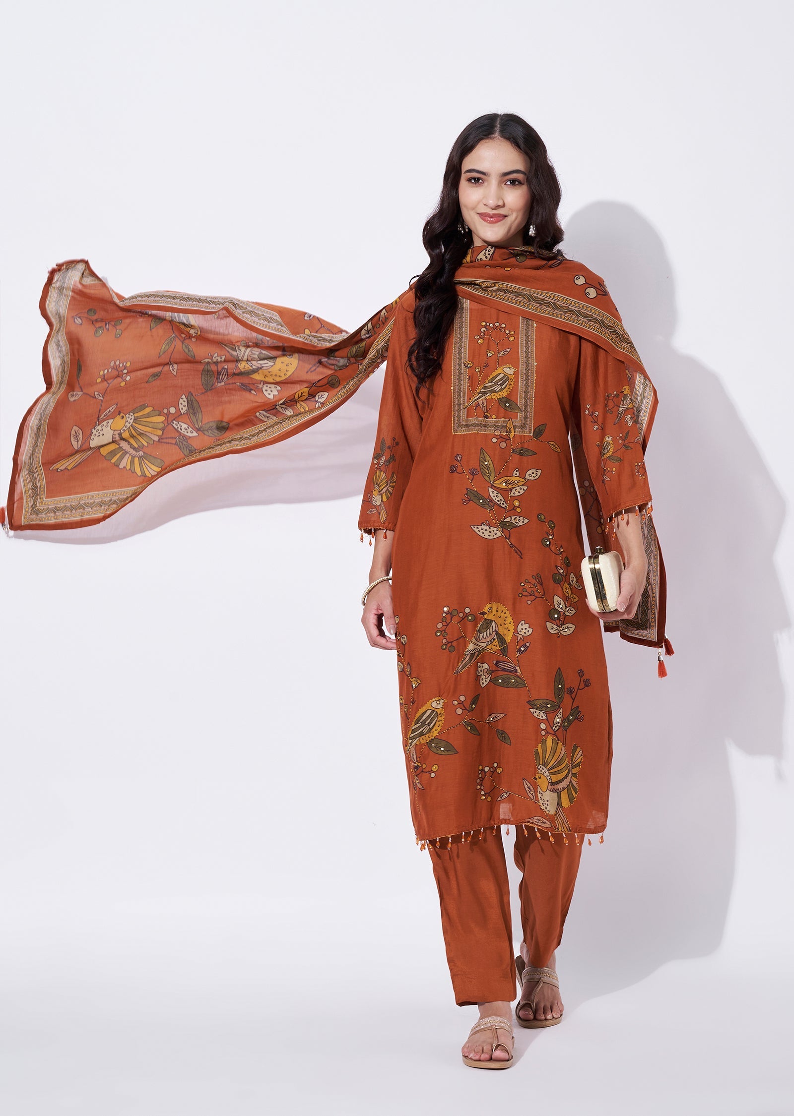 Rust Cotton Straight cut suit