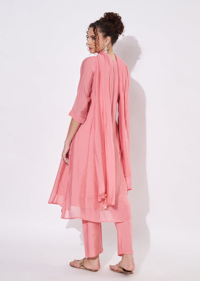 Peach Mul Chanderi Anarkali Suit
