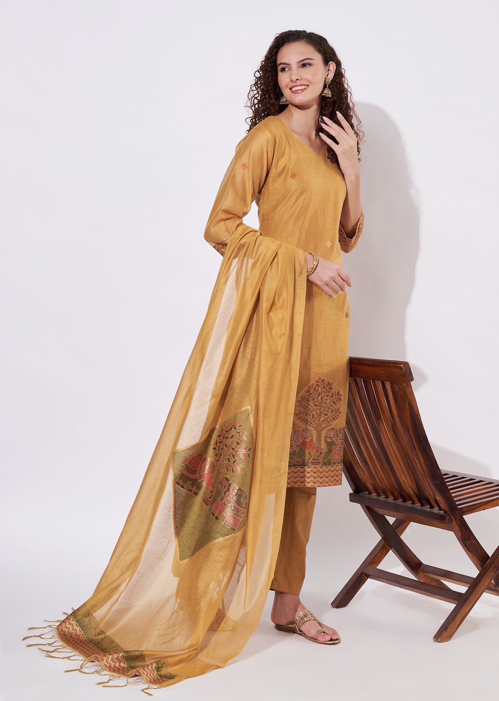 Mustard Chinnon Straight cut Suit