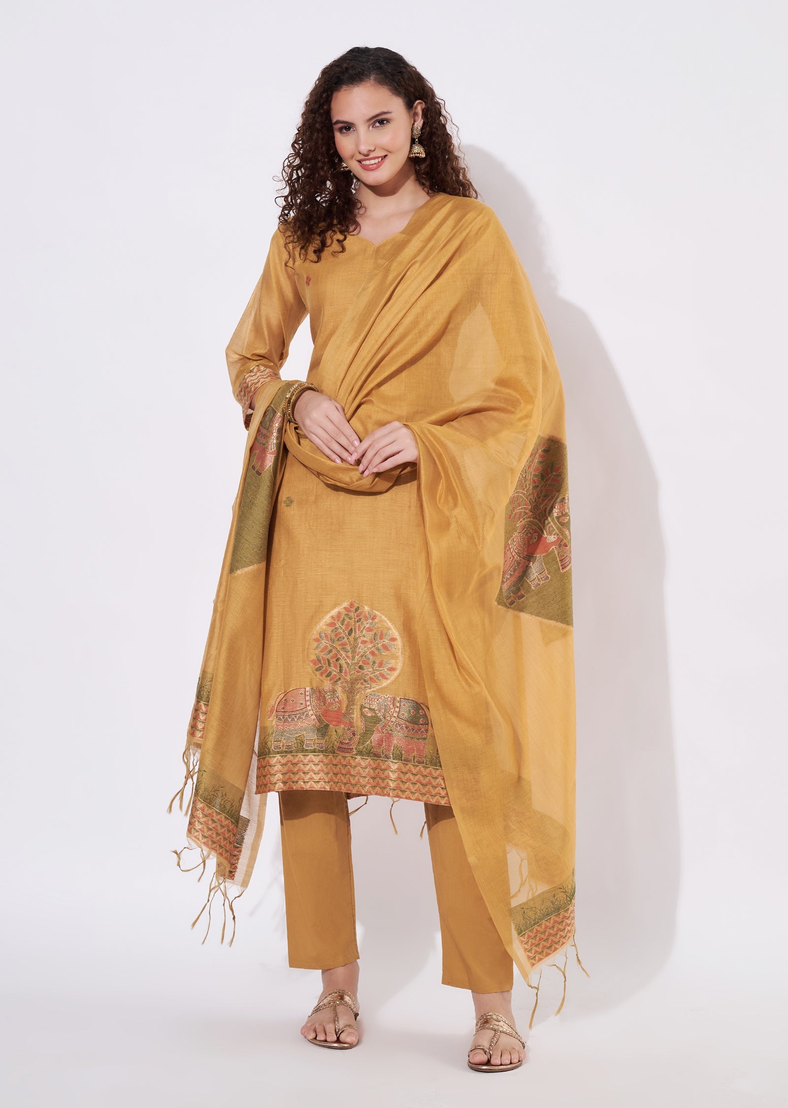 Mustard Chinnon Straight cut Suit