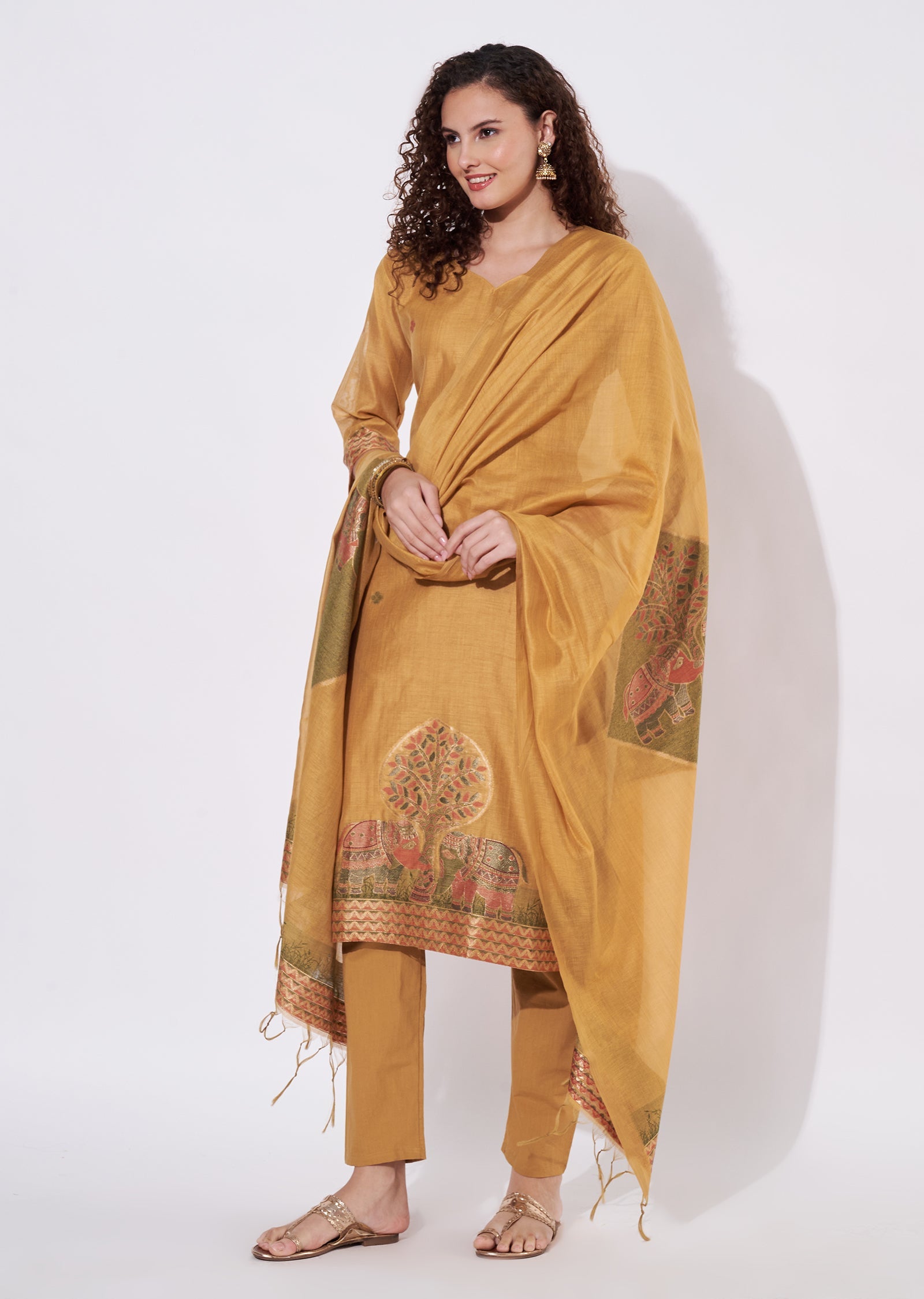 Mustard Chinnon Straight cut Suit