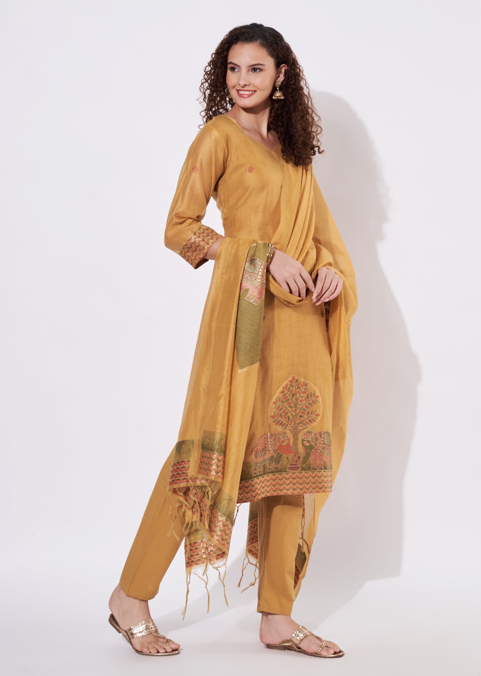 Mustard Chinnon Straight cut Suit
