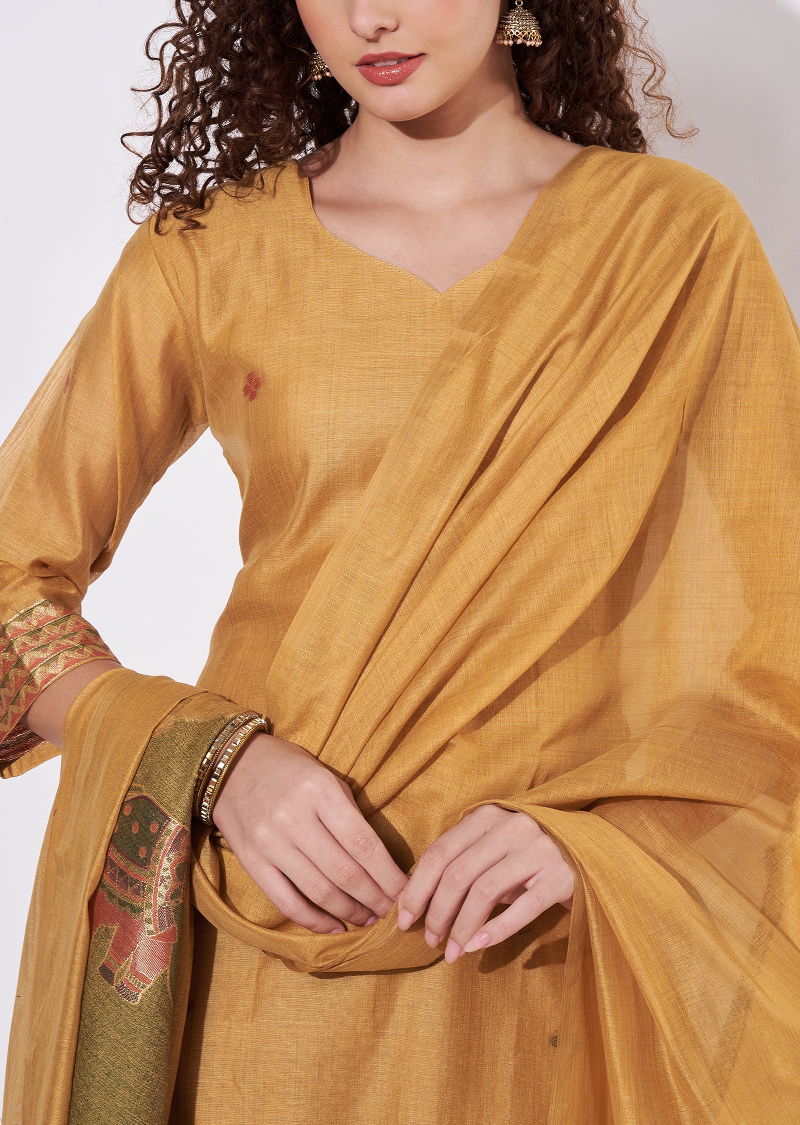 Mustard Chinnon Straight cut Suit