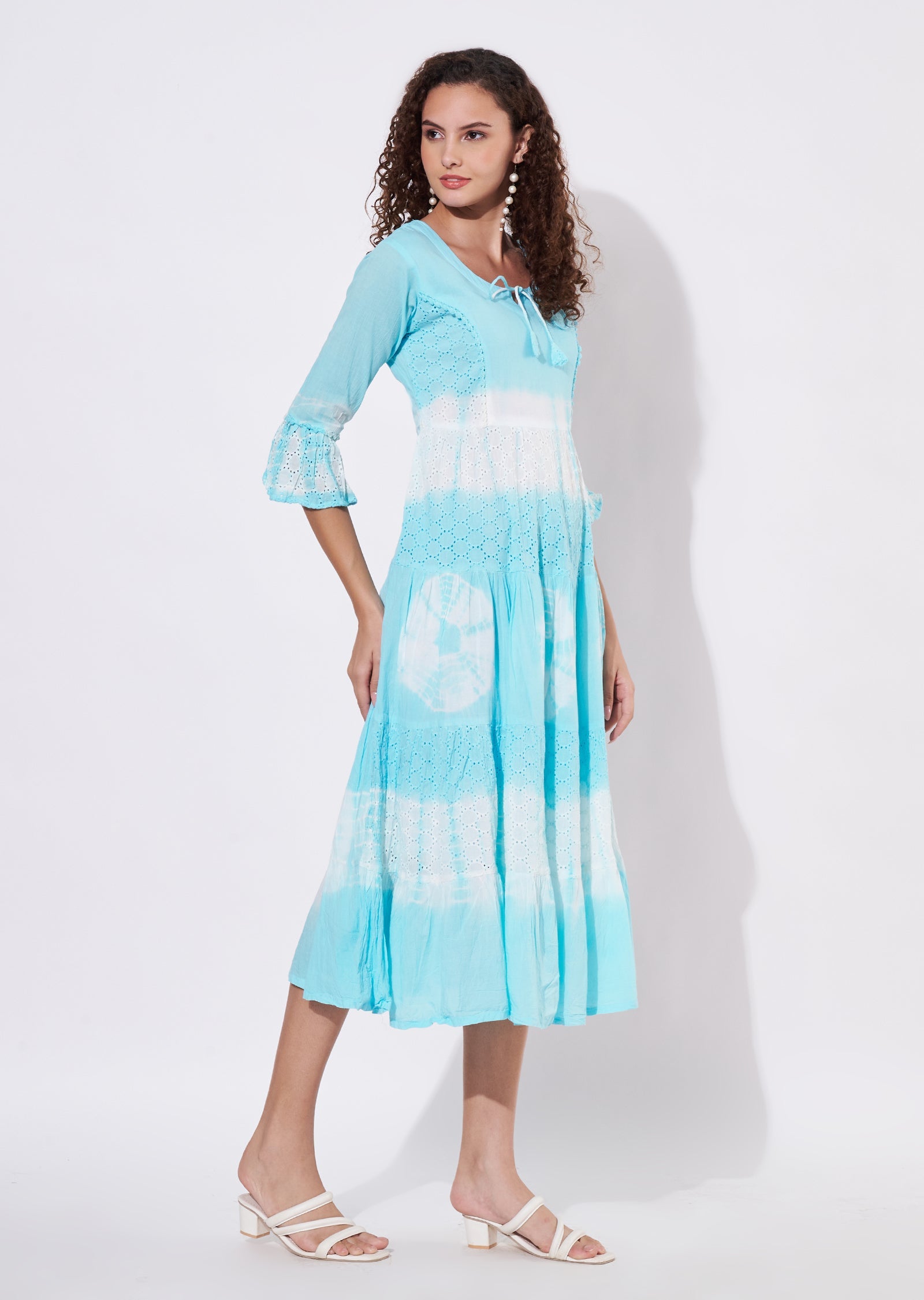 Sea Blue Cotton Frock Kurti