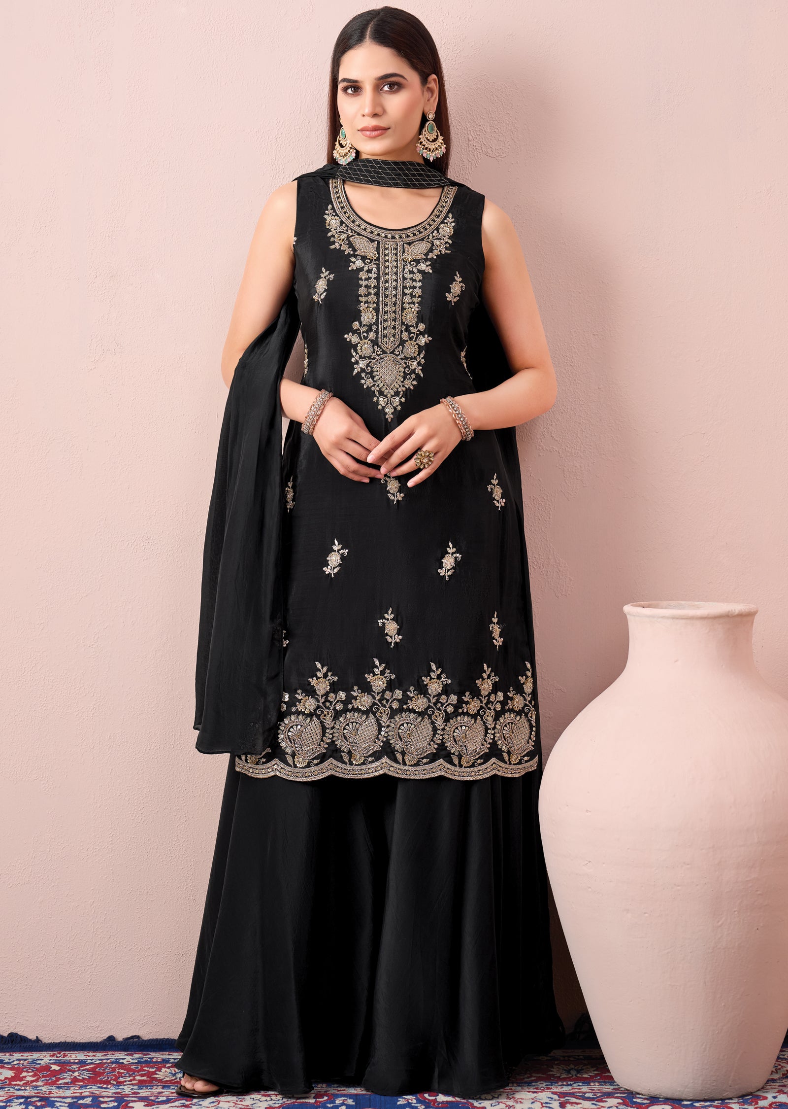 Black Chinnon Sharara set