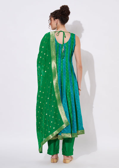 Green Silk Anarkali Suit