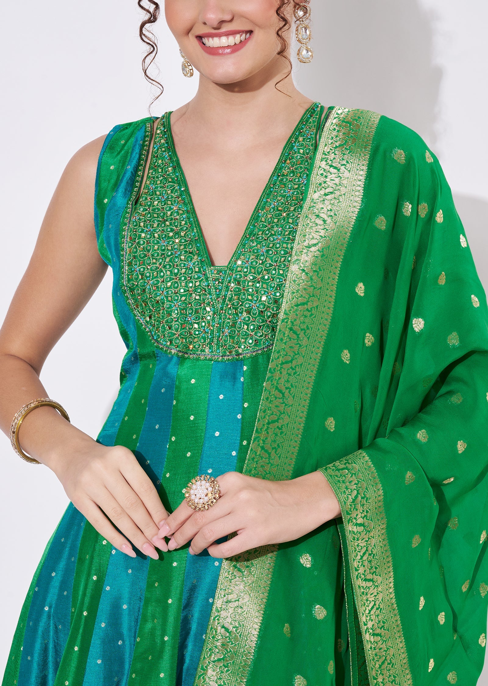 Green Silk Anarkali Suit