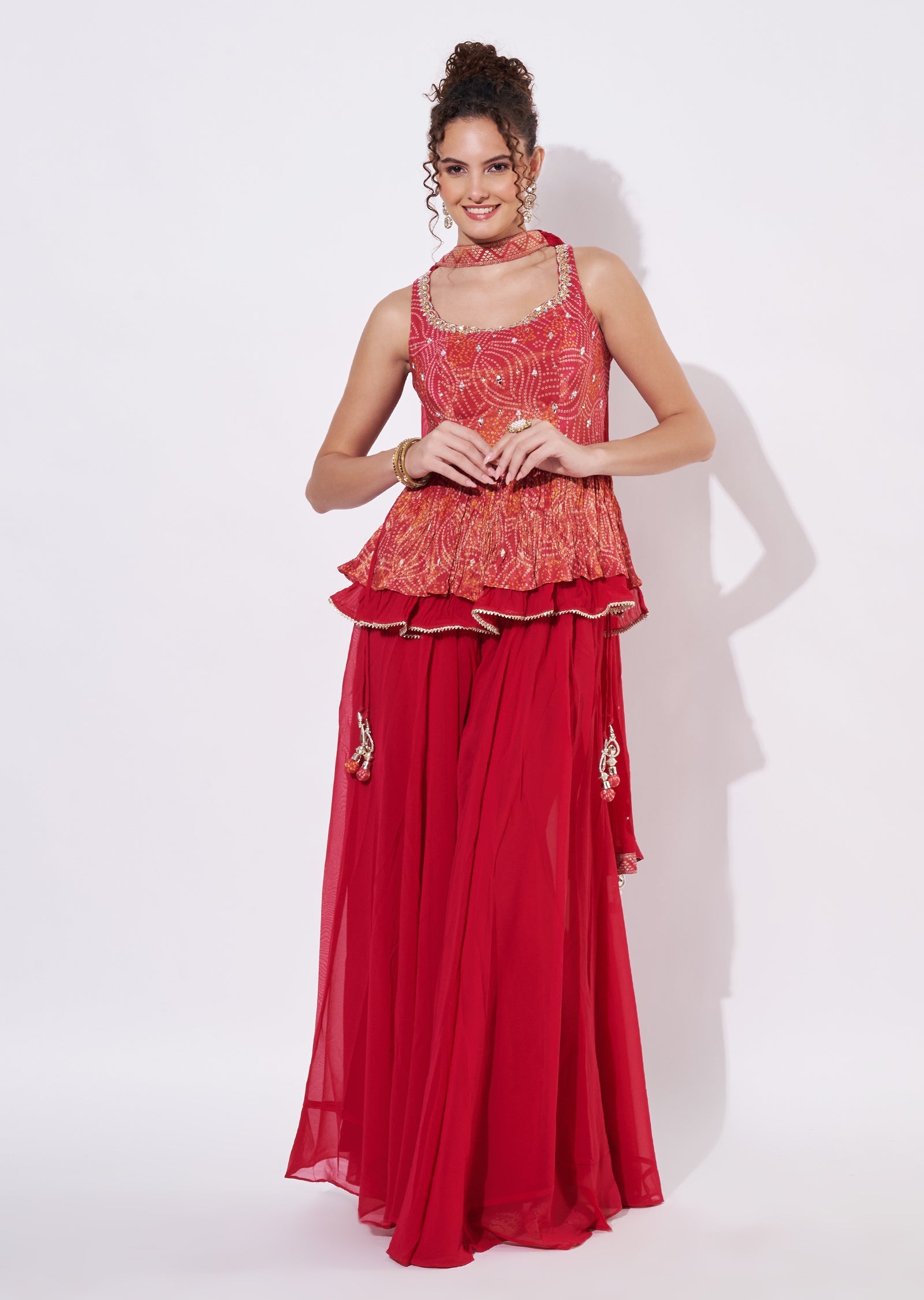 Pink Tissue Sharara Set