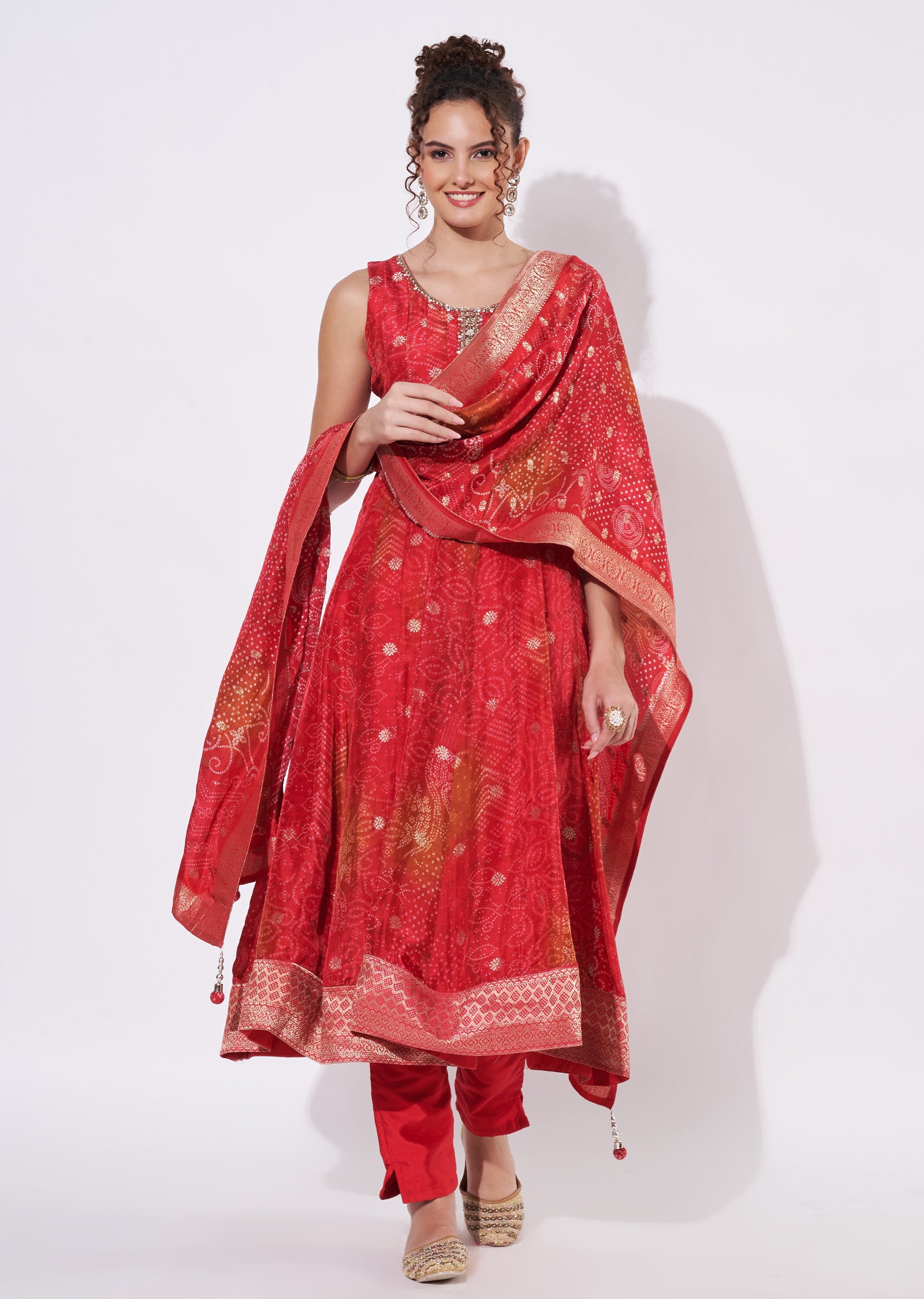 Pink Chinnon Anarkali Suit