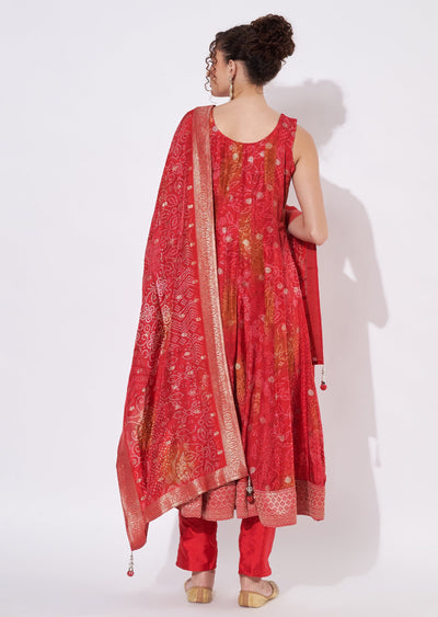Pink Chinnon Anarkali Suit