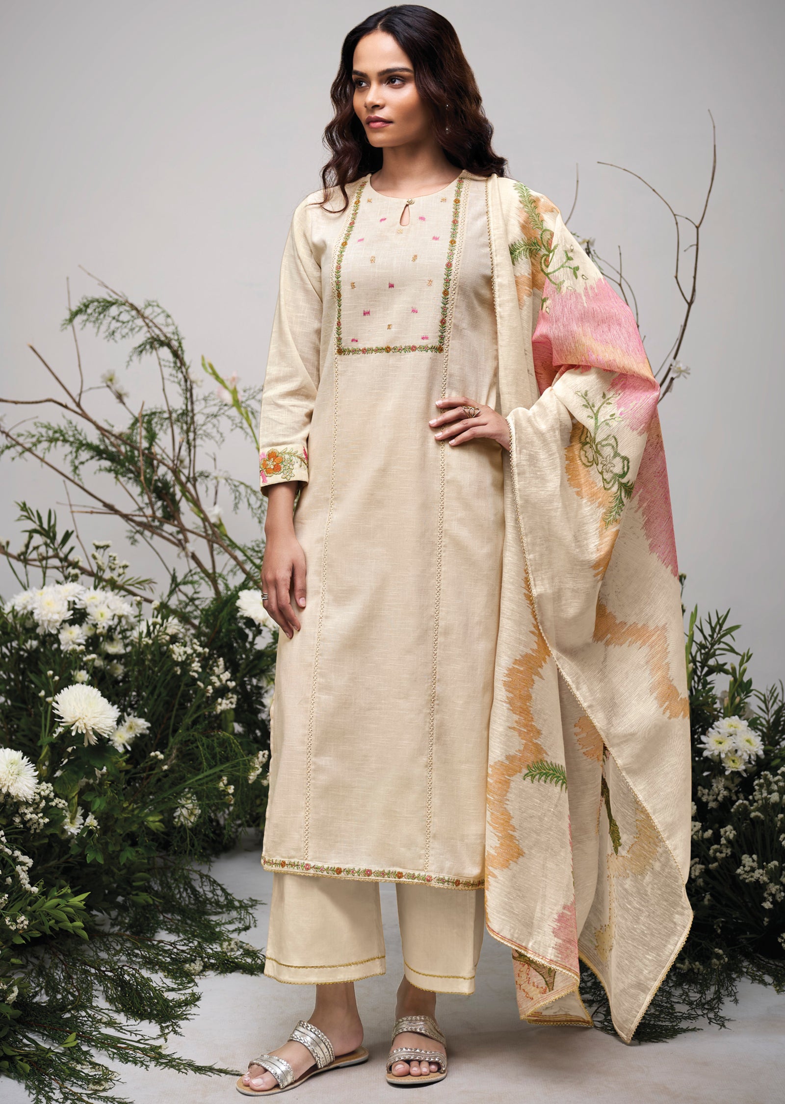Cream Kota Straight cut Suit