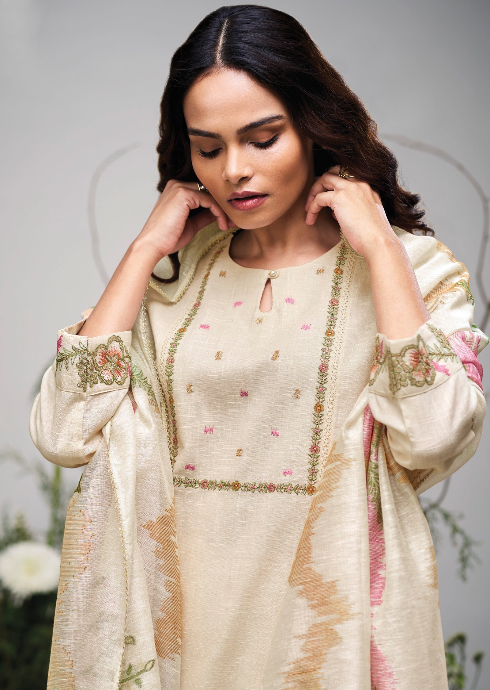 Cream Kota Straight cut Suit